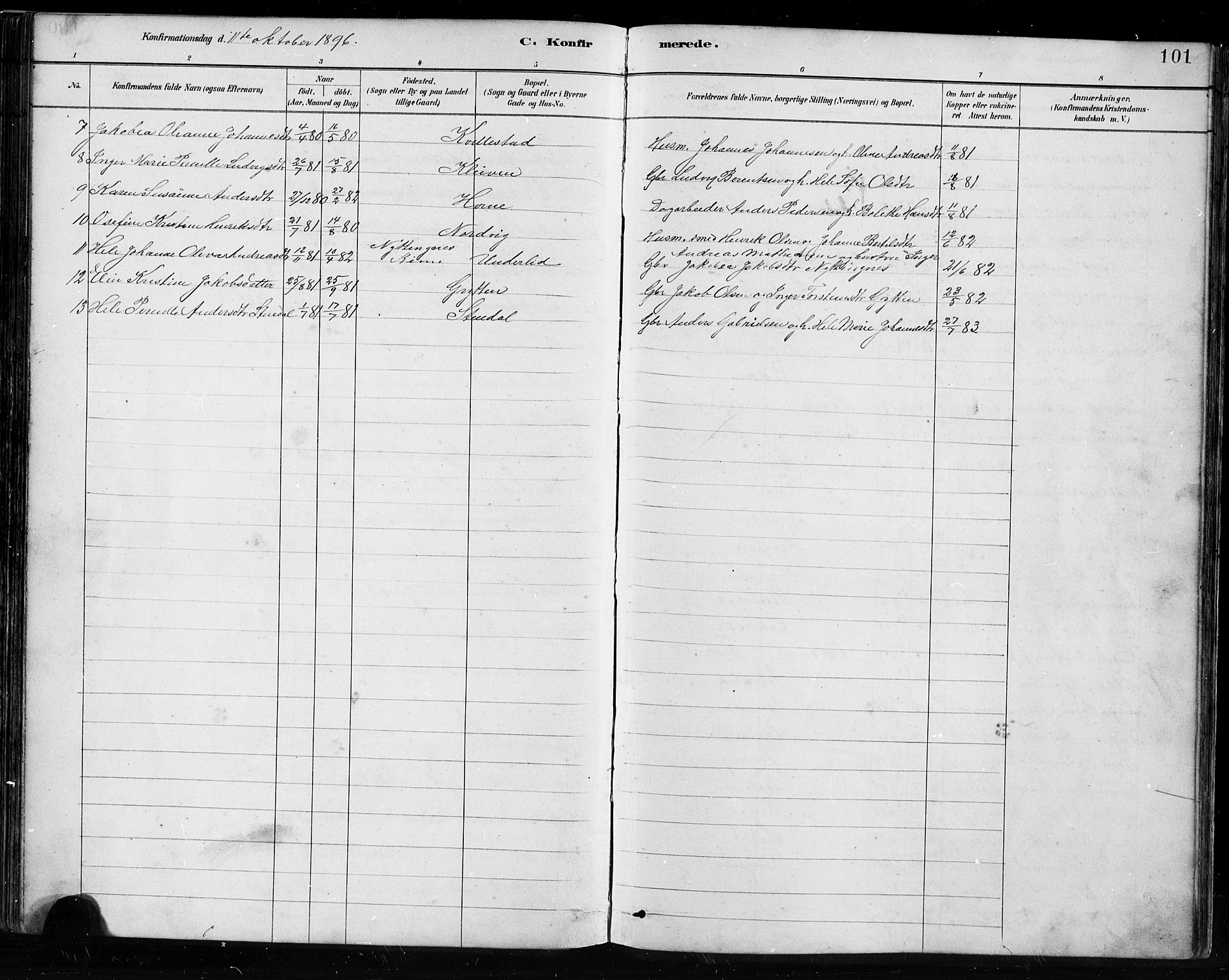 Førde sokneprestembete, AV/SAB-A-79901/H/Hab/Habe/L0001: Parish register (copy) no. E 1, 1881-1920, p. 101