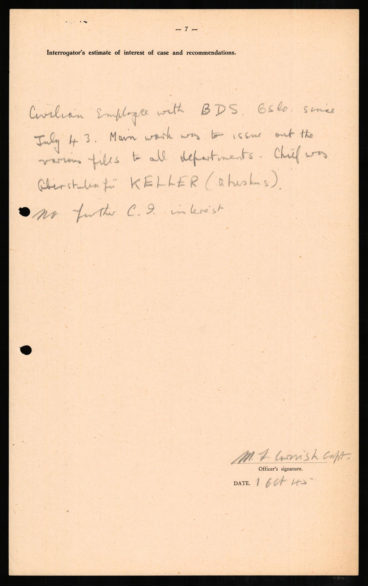 Forsvaret, Forsvarets overkommando II, AV/RA-RAFA-3915/D/Db/L0008: CI Questionaires. Tyske okkupasjonsstyrker i Norge. Tyskere., 1945-1946, p. 260