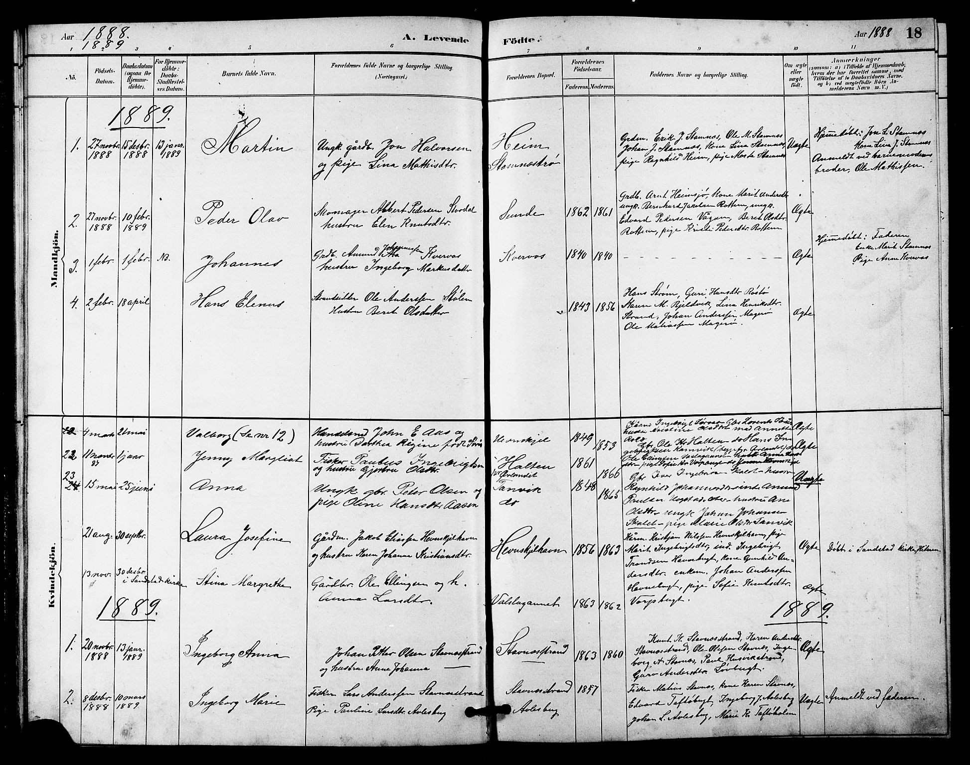 Ministerialprotokoller, klokkerbøker og fødselsregistre - Sør-Trøndelag, SAT/A-1456/633/L0519: Parish register (copy) no. 633C01, 1884-1905, p. 18