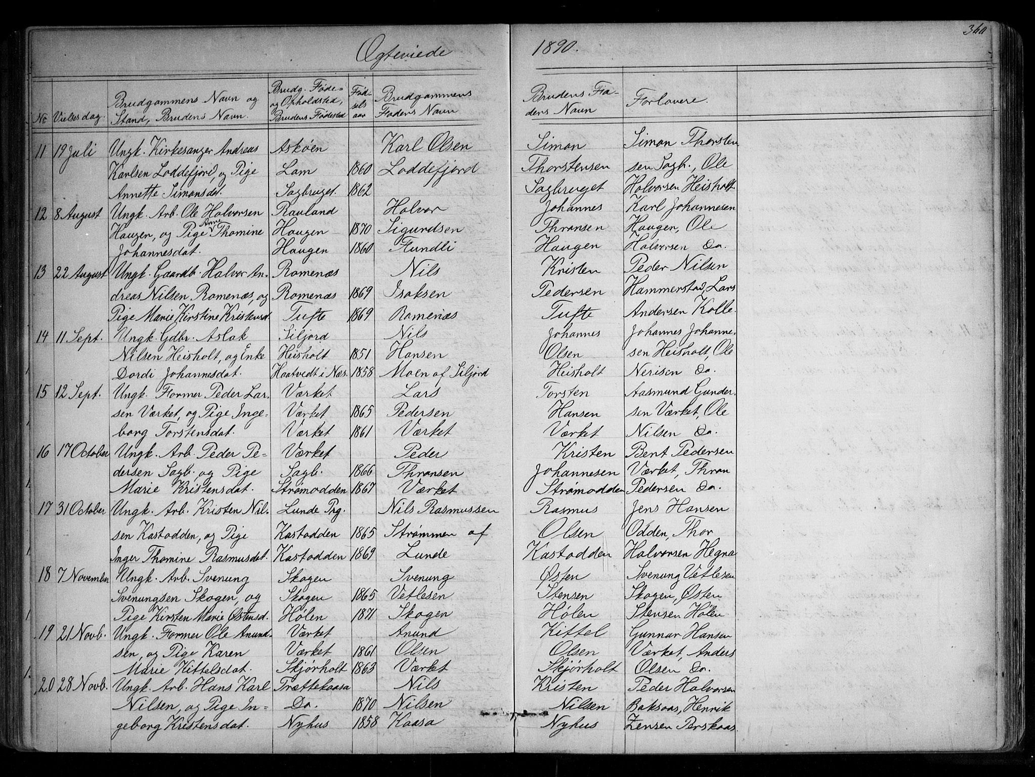 Holla kirkebøker, SAKO/A-272/G/Ga/L0004: Parish register (copy) no. I 4, 1867-1890, p. 360