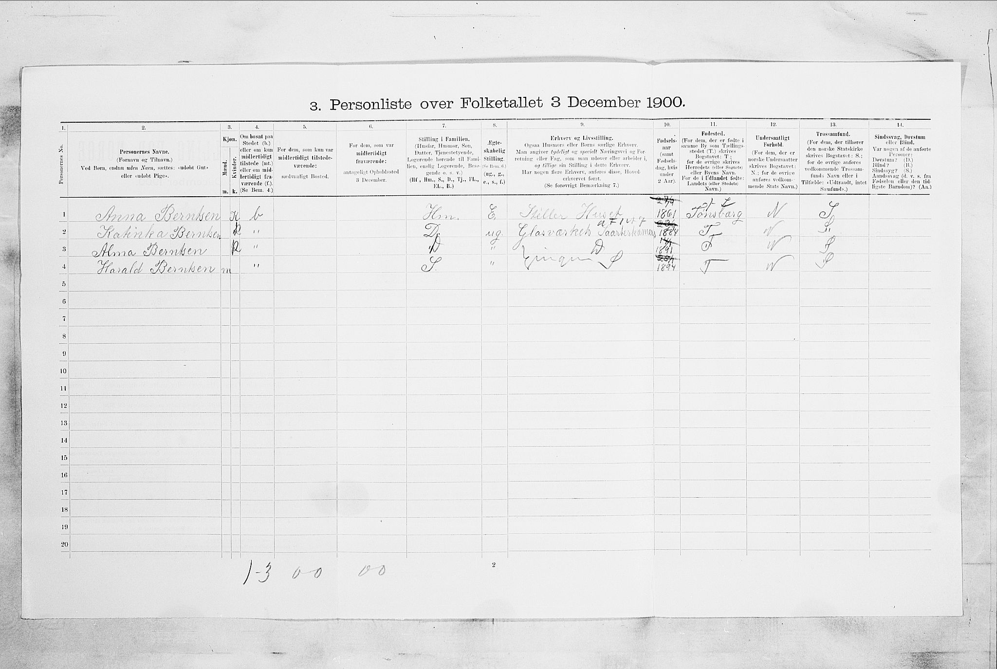 RA, 1900 census for Larvik, 1900, p. 4471