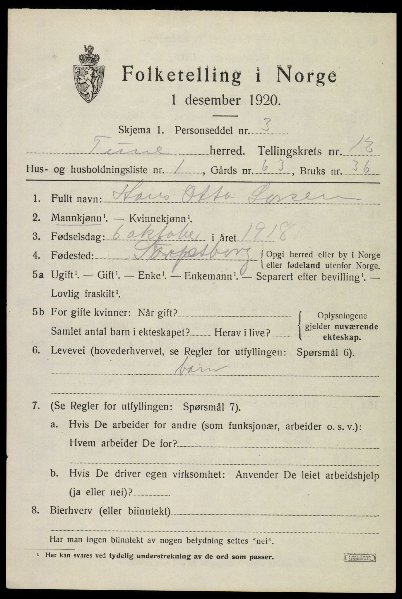 SAO, 1920 census for Tune, 1920, p. 16904