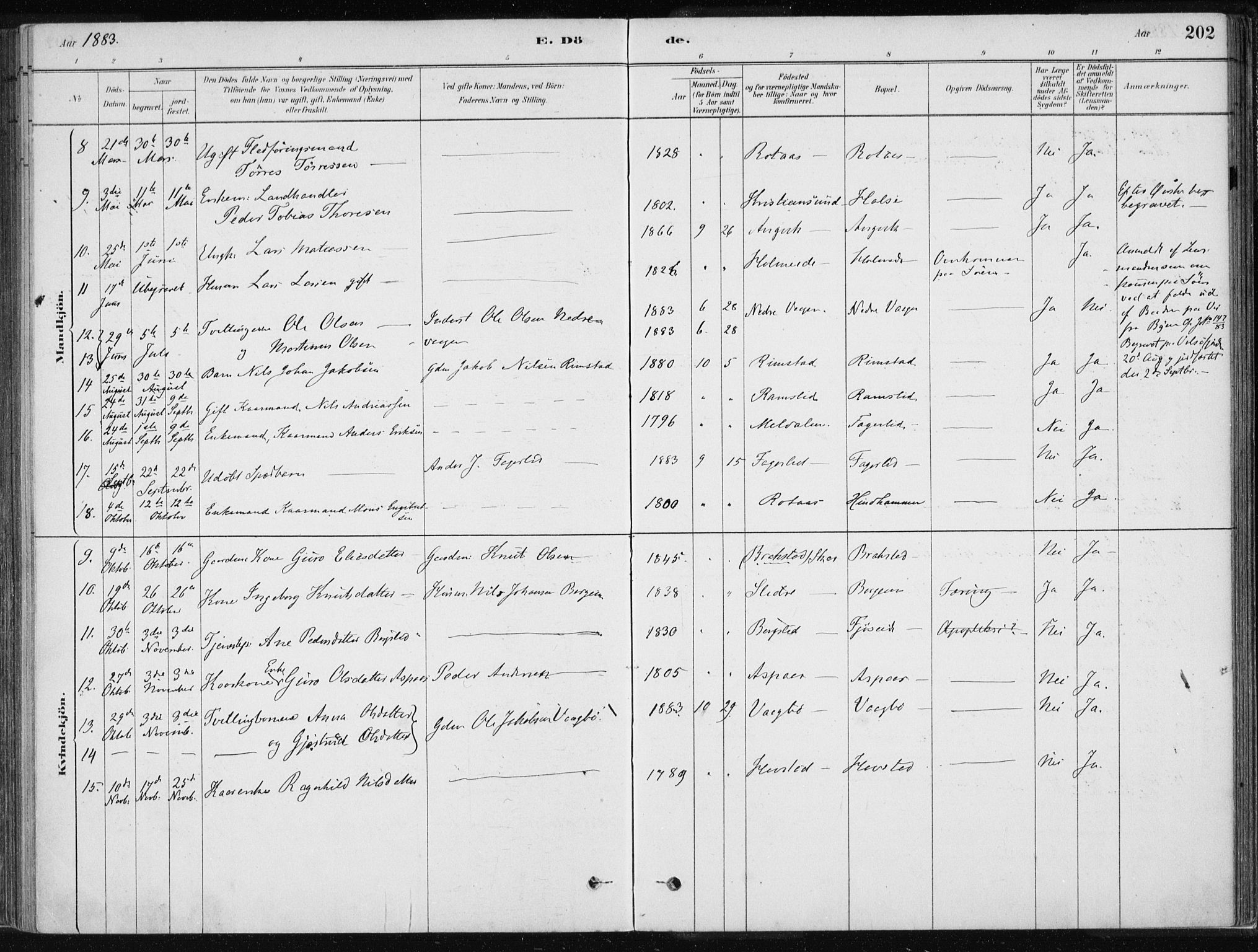 Ministerialprotokoller, klokkerbøker og fødselsregistre - Møre og Romsdal, AV/SAT-A-1454/586/L0987: Parish register (official) no. 586A13, 1879-1892, p. 202