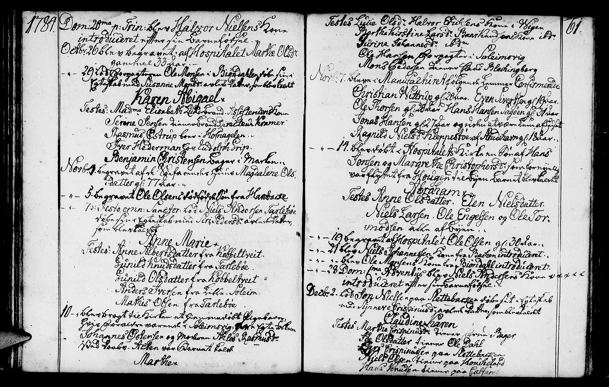 St. Jørgens hospital og Årstad sokneprestembete, AV/SAB-A-99934: Parish register (official) no. A 2, 1766-1814, p. 61