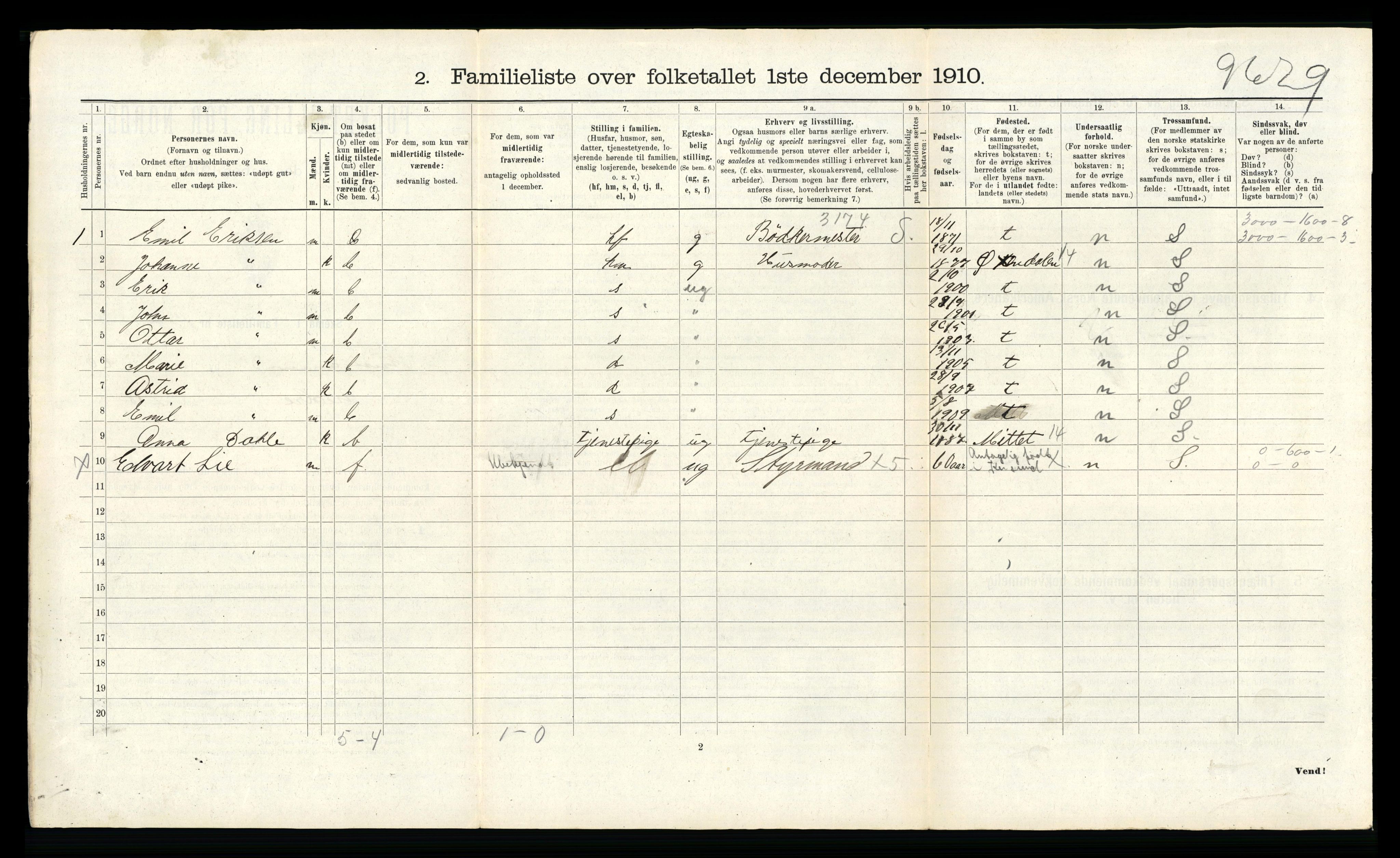 RA, 1910 census for Kristiansund, 1910, p. 7602