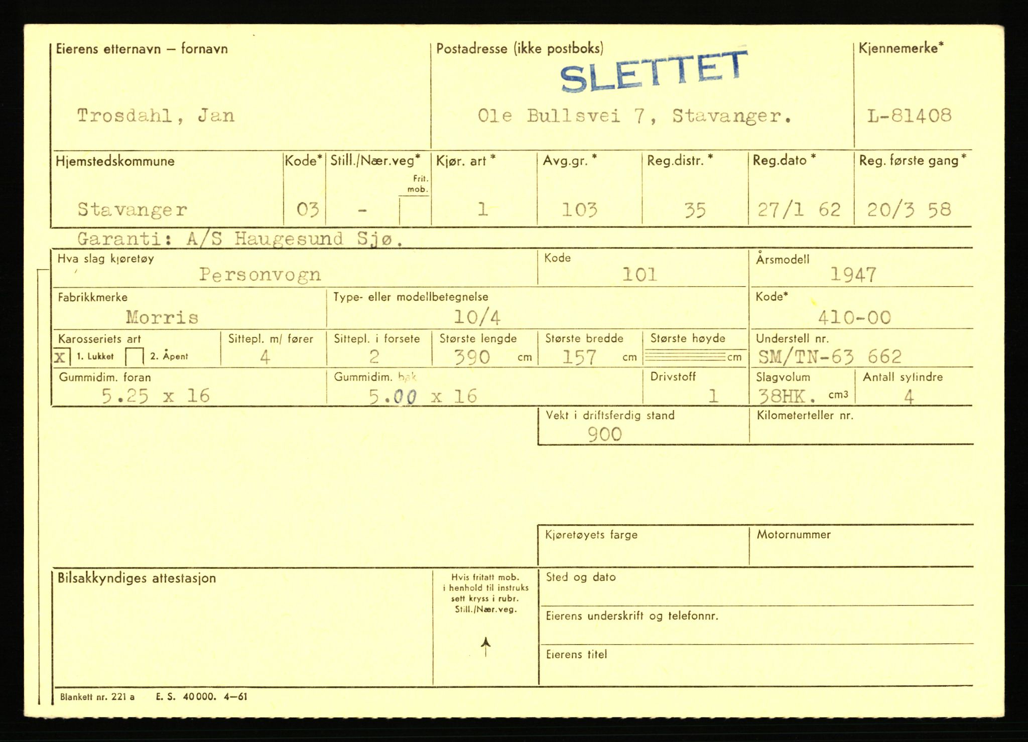 Stavanger trafikkstasjon, AV/SAST-A-101942/0/F/L0071: L-80500 - L-82199, 1930-1971, p. 1585