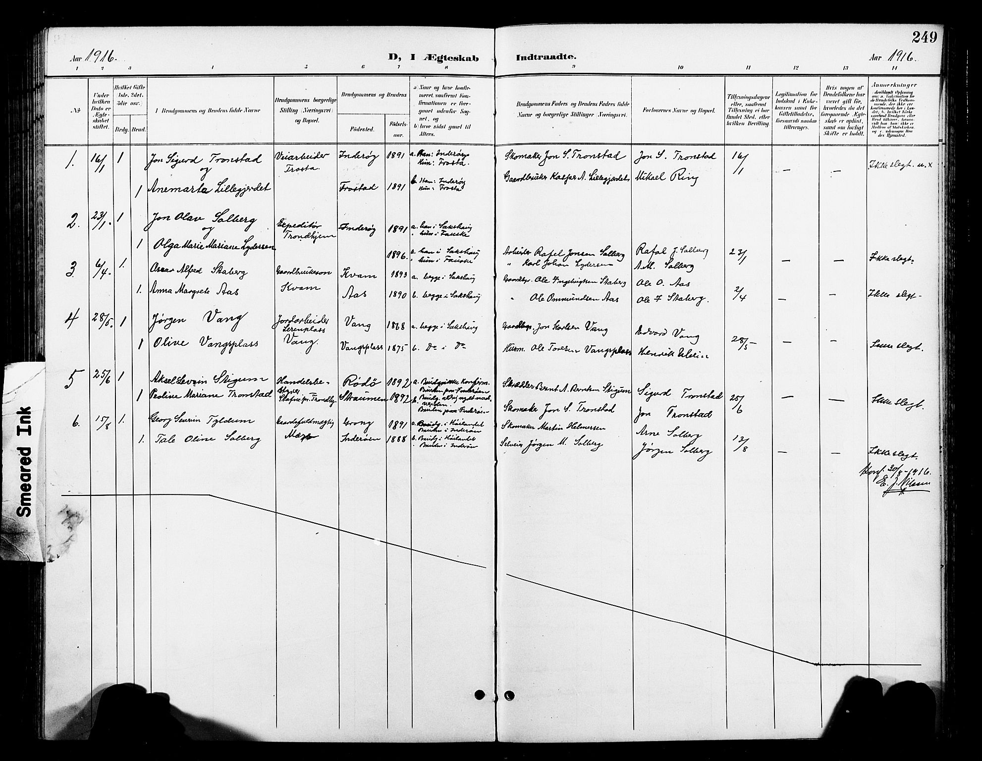 Ministerialprotokoller, klokkerbøker og fødselsregistre - Nord-Trøndelag, SAT/A-1458/730/L0302: Parish register (copy) no. 730C05, 1898-1924, p. 249