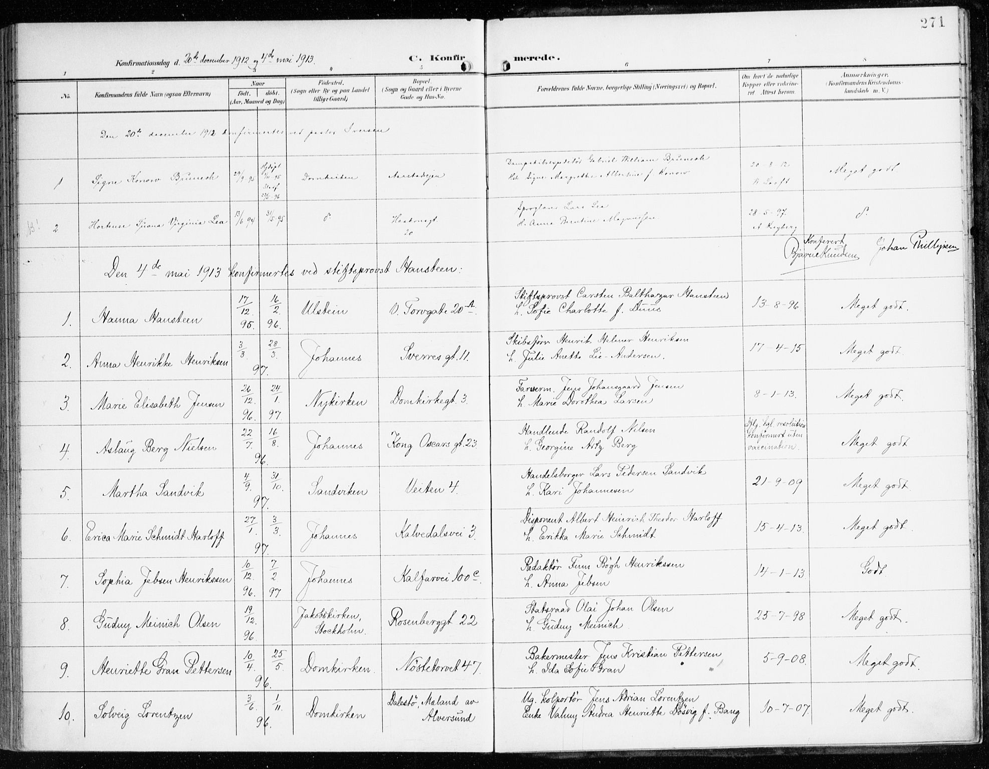 Domkirken sokneprestembete, SAB/A-74801/H/Haa/L0031: Parish register (official) no. C 6, 1898-1915, p. 271