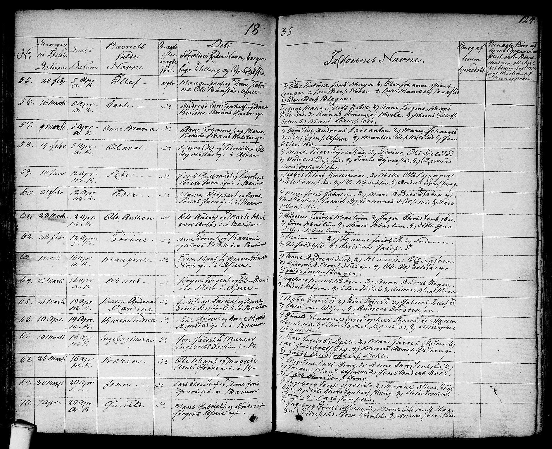 Asker prestekontor Kirkebøker, SAO/A-10256a/F/Fa/L0007: Parish register (official) no. I 7, 1825-1864, p. 124