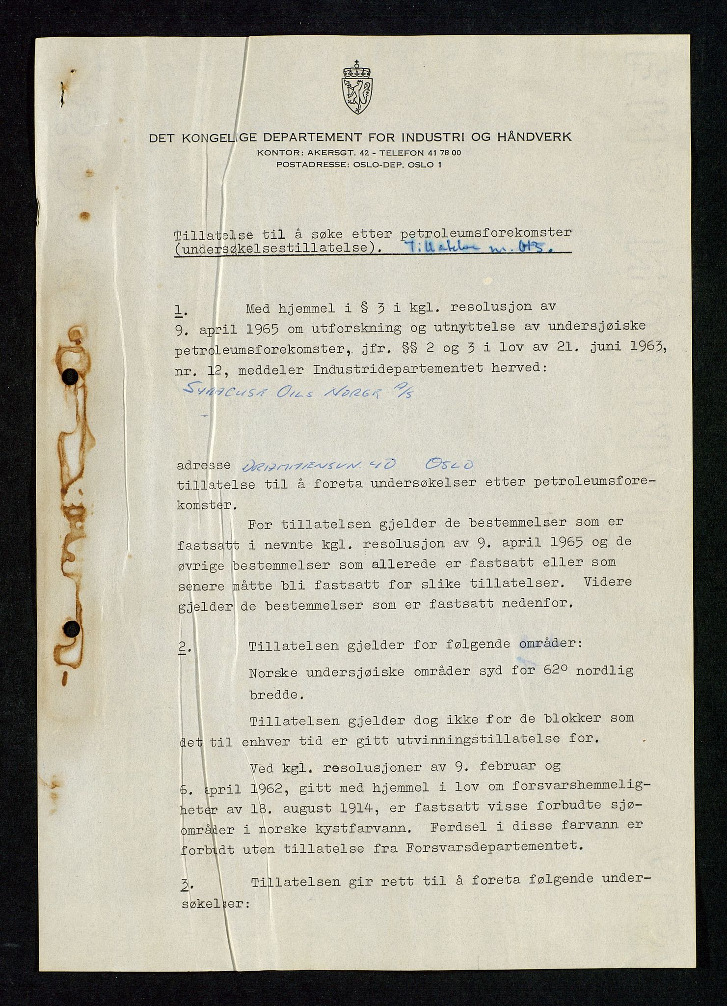 Industridepartementet, Oljekontoret, AV/SAST-A-101348/Da/L0003: Arkivnøkkel 711 Undersøkelser og utforskning, 1963-1971, p. 486