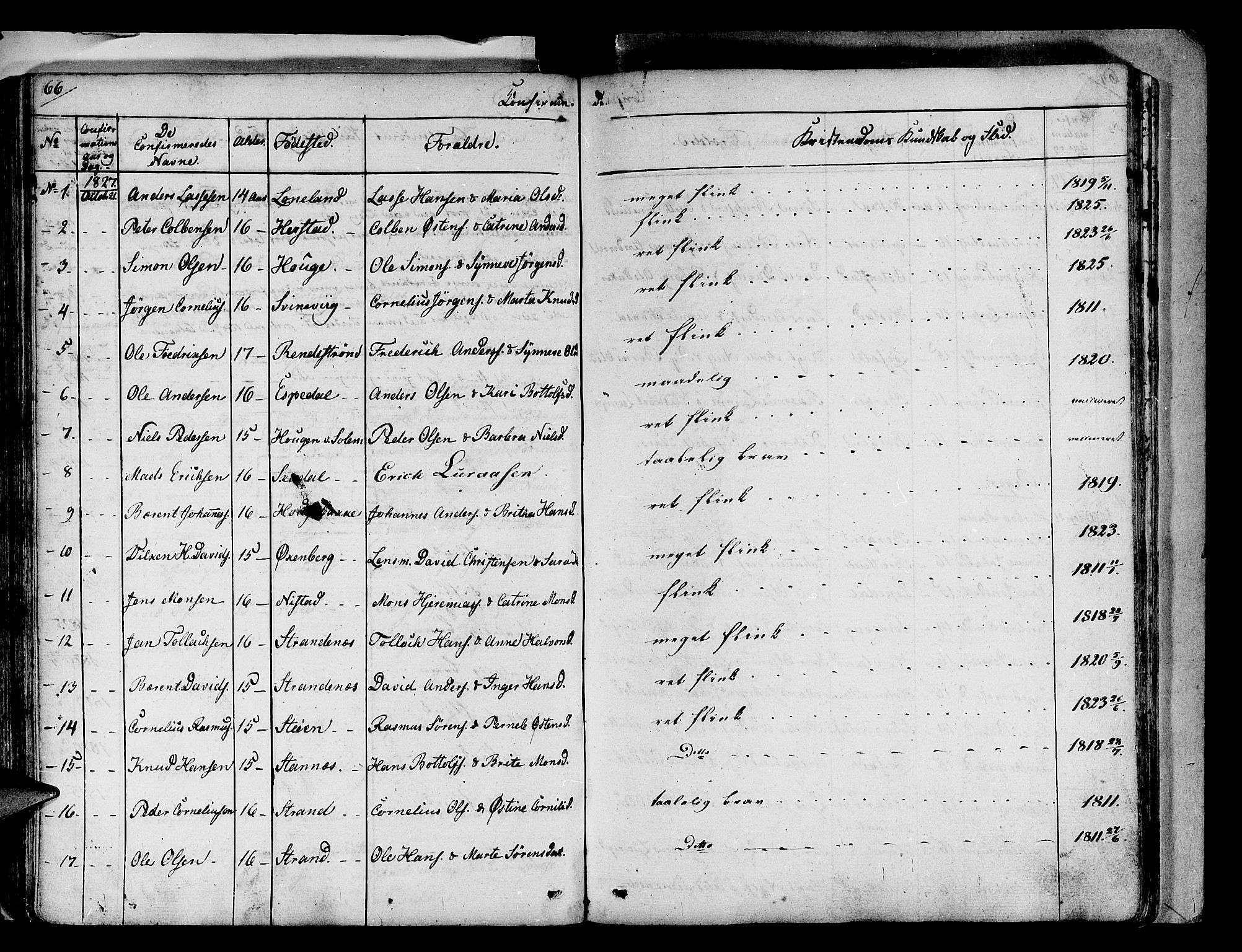 Fjaler sokneprestembete, AV/SAB-A-79801/H/Haa/Haaa/L0005: Parish register (official) no. A 5, 1821-1835, p. 66