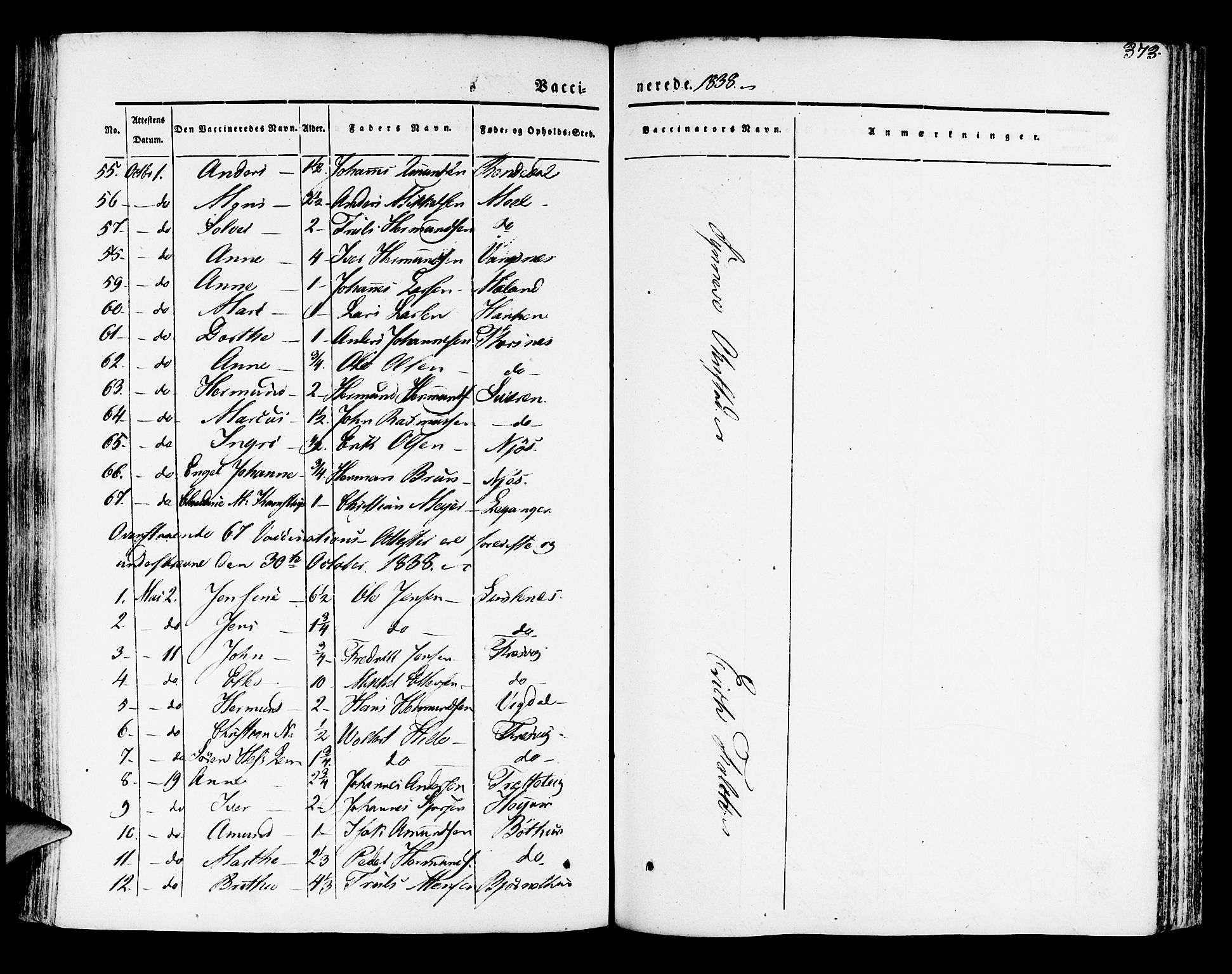 Leikanger sokneprestembete, AV/SAB-A-81001/H/Haa/Haaa/L0007: Parish register (official) no. A 7, 1838-1851, p. 373