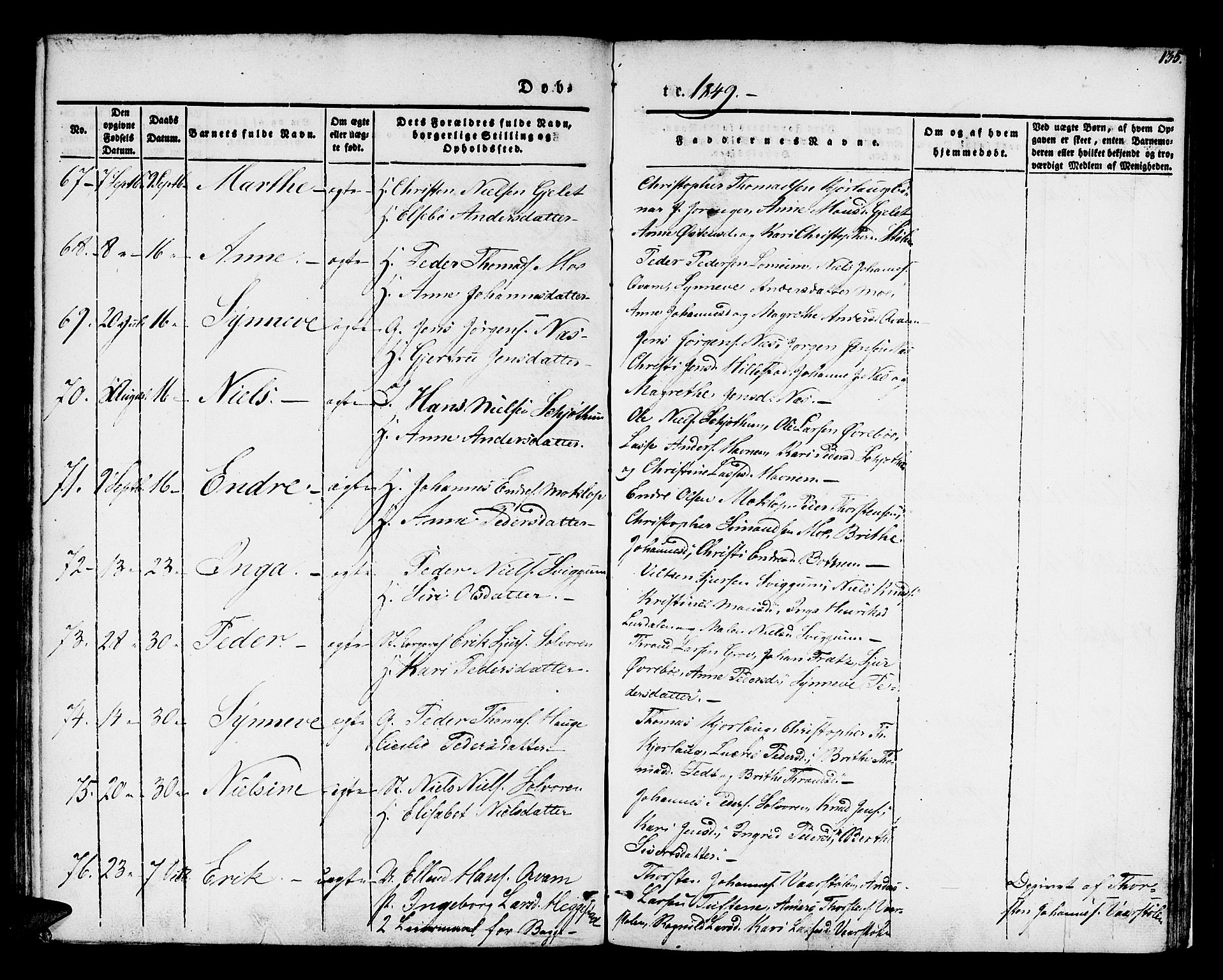 Hafslo sokneprestembete, SAB/A-80301/H/Haa/Haaa/L0005: Parish register (official) no. A 5, 1834-1852, p. 135