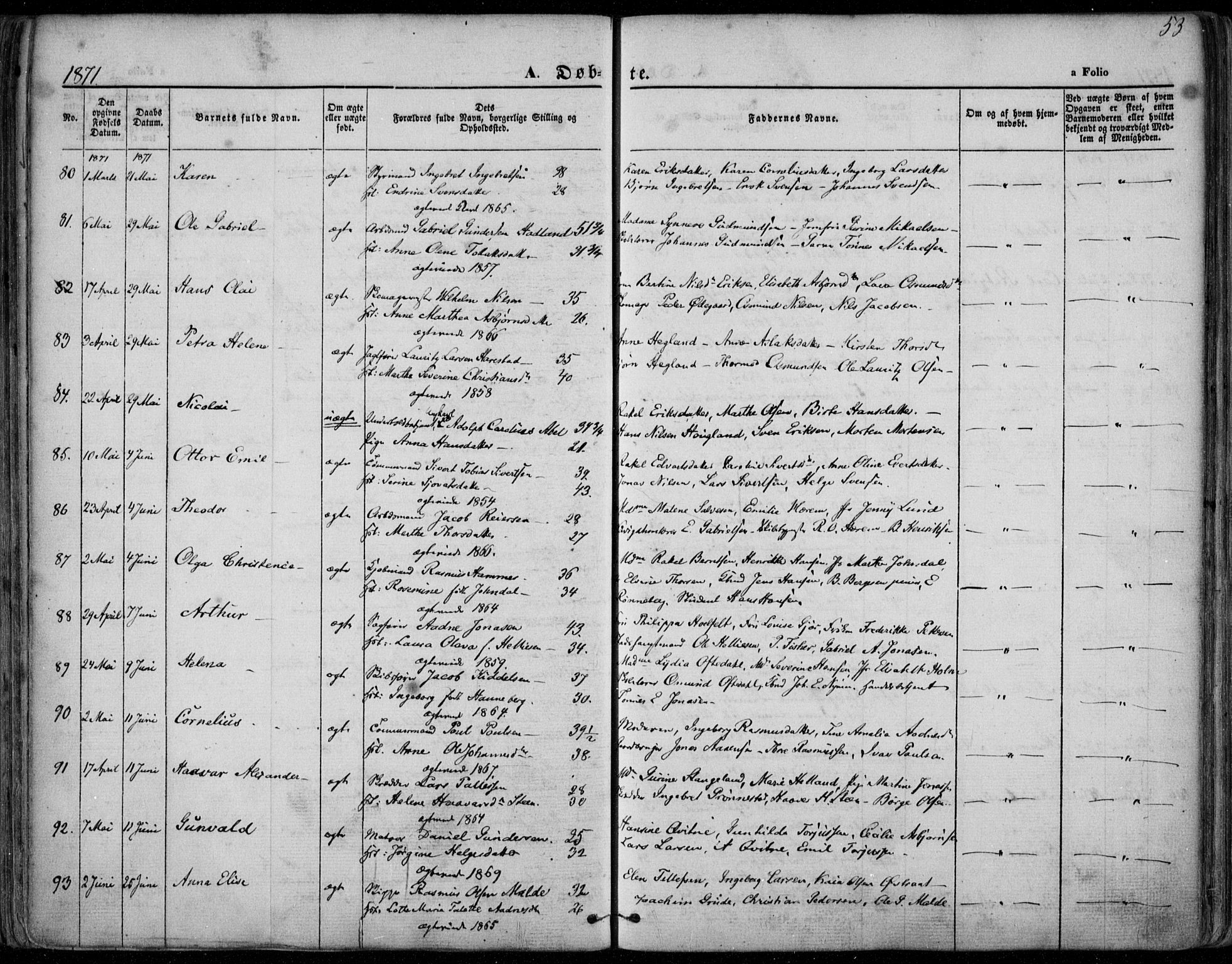 Domkirken sokneprestkontor, AV/SAST-A-101812/001/30/30BA/L0022: Parish register (official) no. A 21, 1868-1877, p. 53