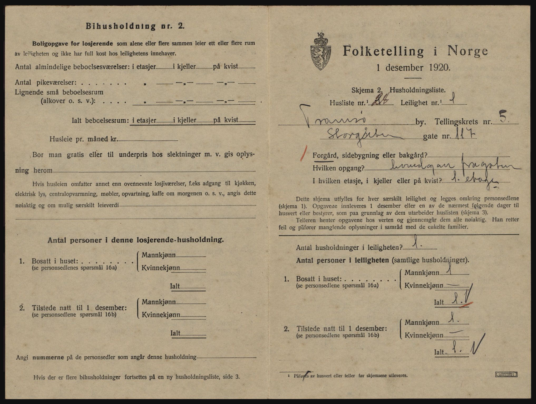 SATØ, 1920 census for Tromsø, 1920, p. 3829