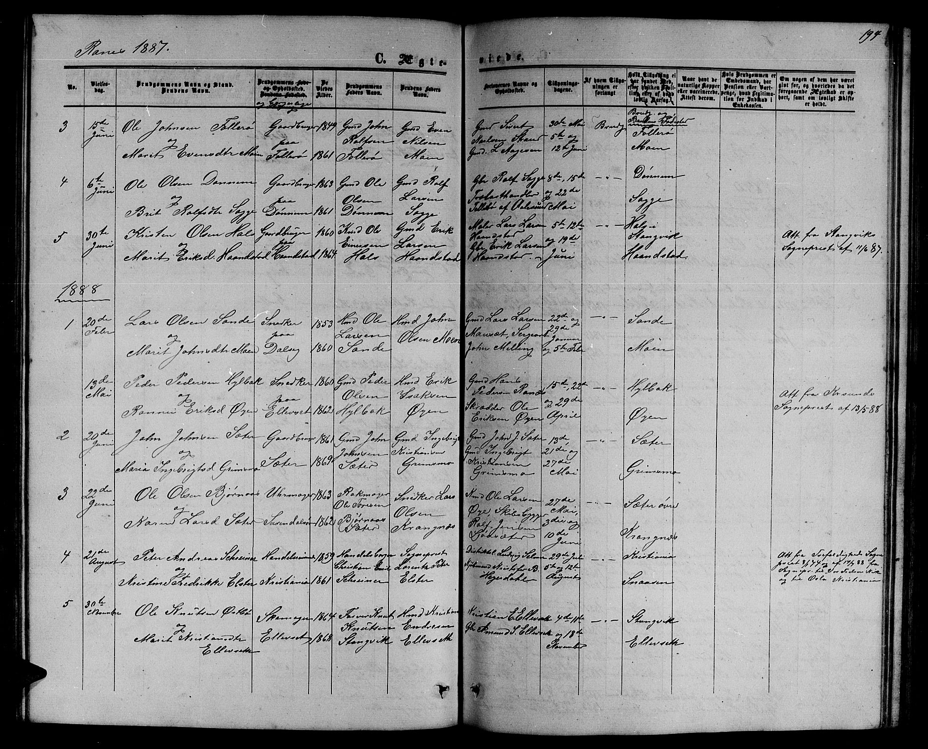 Ministerialprotokoller, klokkerbøker og fødselsregistre - Møre og Romsdal, SAT/A-1454/595/L1051: Parish register (copy) no. 595C03, 1866-1891, p. 194