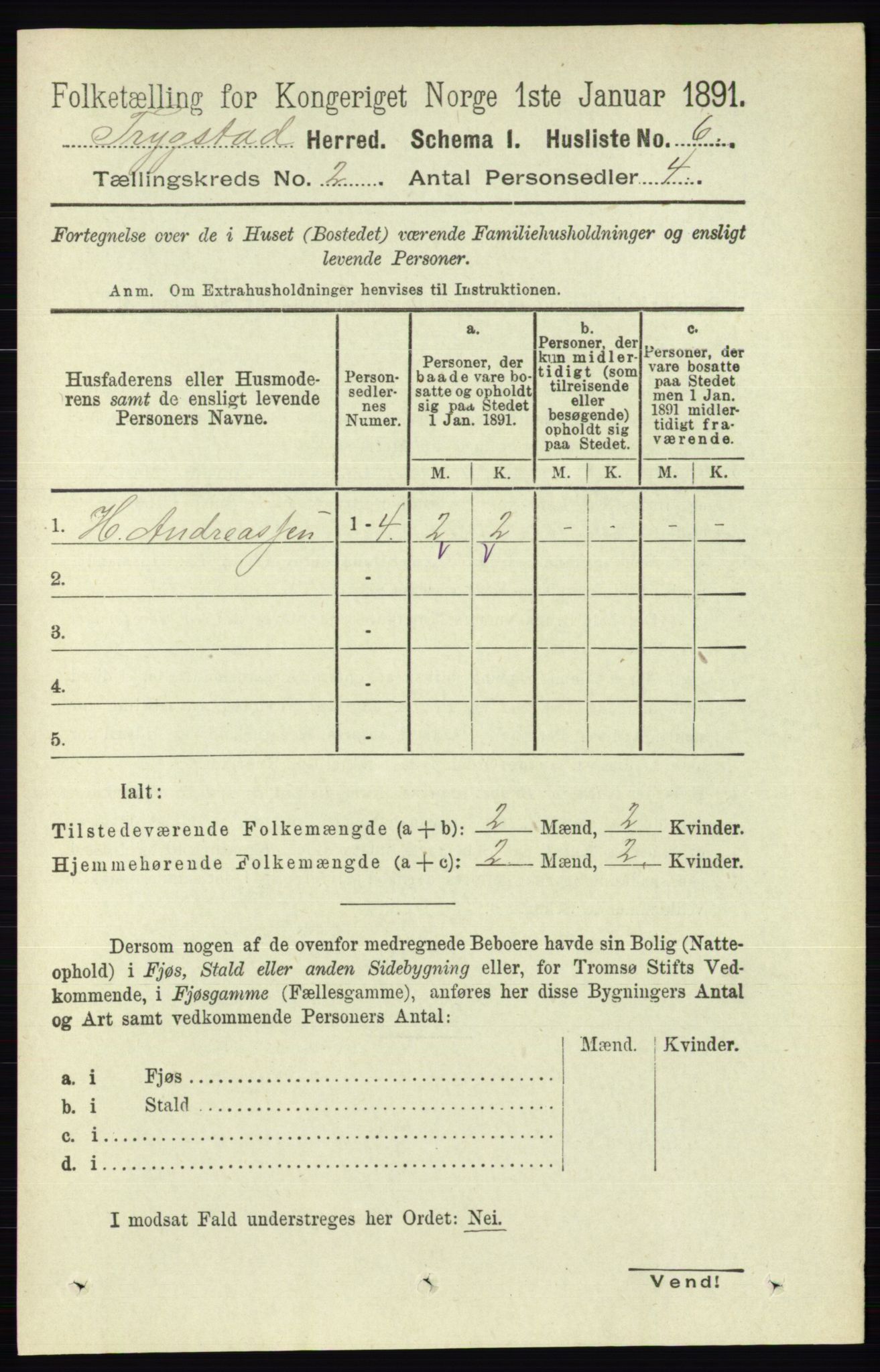 RA, 1891 Census for 0122 Trøgstad, 1891, p. 476