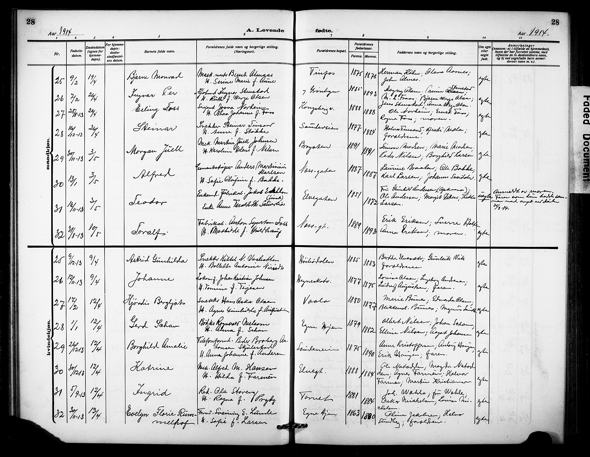 Notodden kirkebøker, AV/SAKO-A-290/G/Ga/L0001: Parish register (copy) no. 1, 1912-1923, p. 28