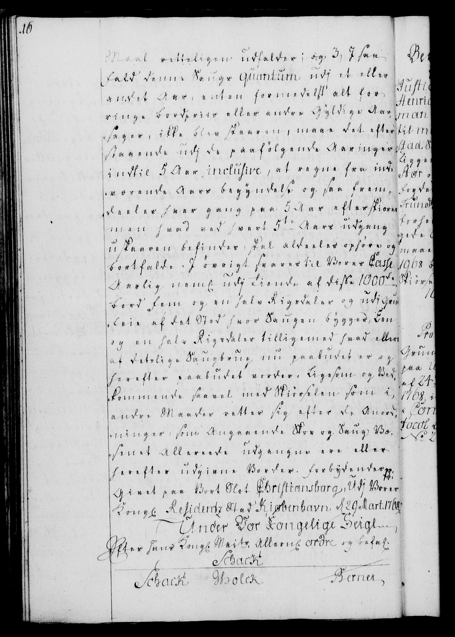 Rentekammeret, Kammerkanselliet, AV/RA-EA-3111/G/Gg/Gga/L0008: Norsk ekspedisjonsprotokoll med register (merket RK 53.8), 1768-1771, p. 16