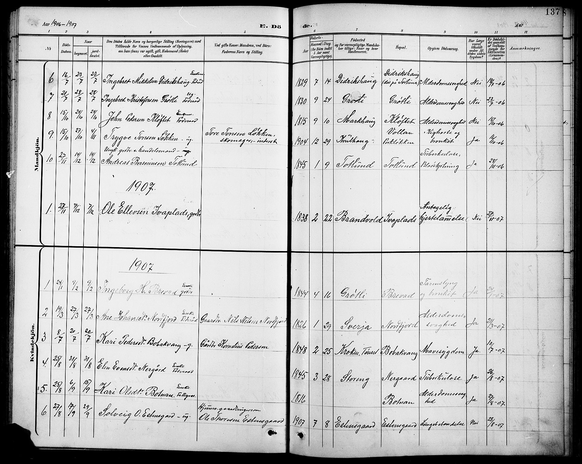 Kvikne prestekontor, SAH/PREST-064/H/Ha/Hab/L0003: Parish register (copy) no. 3, 1896-1918, p. 137