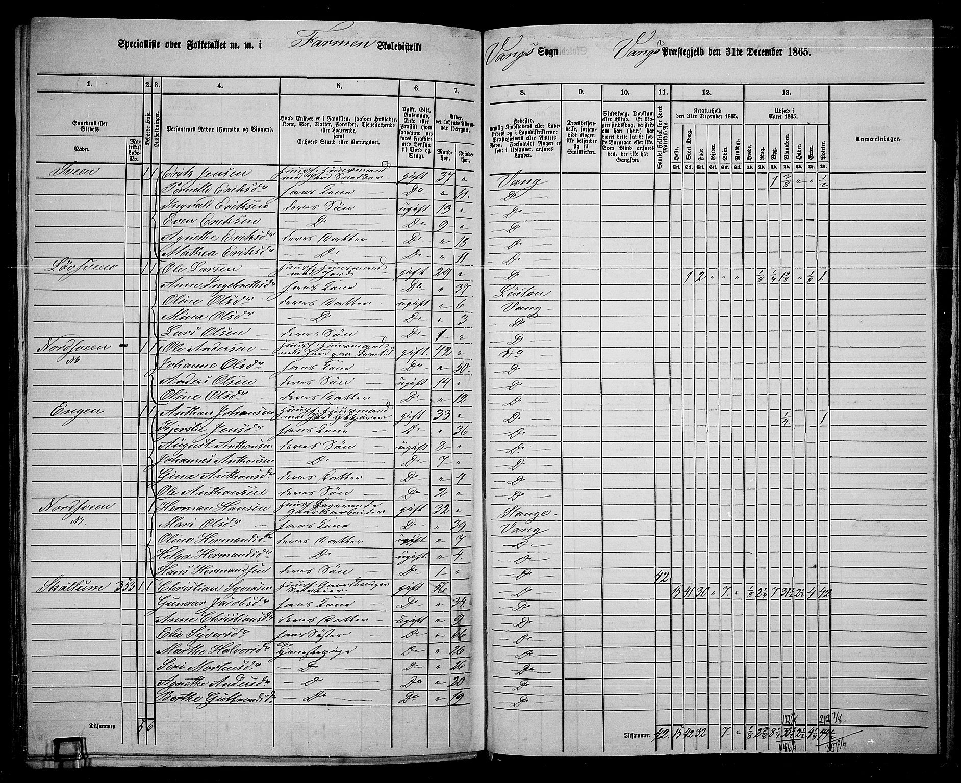 RA, 1865 census for Vang/Vang og Furnes, 1865, p. 314