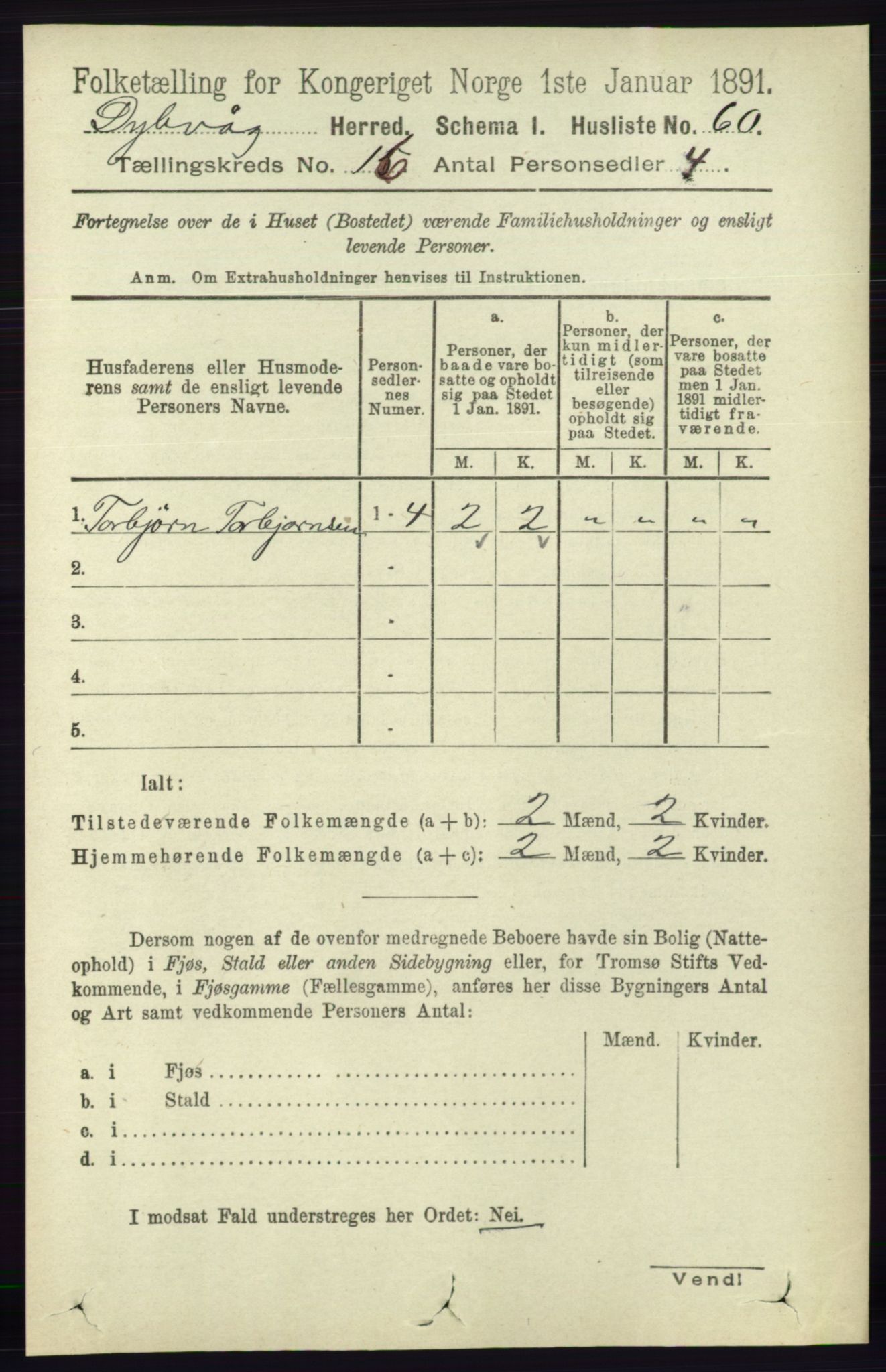 RA, 1891 census for 0915 Dypvåg, 1891, p. 6384