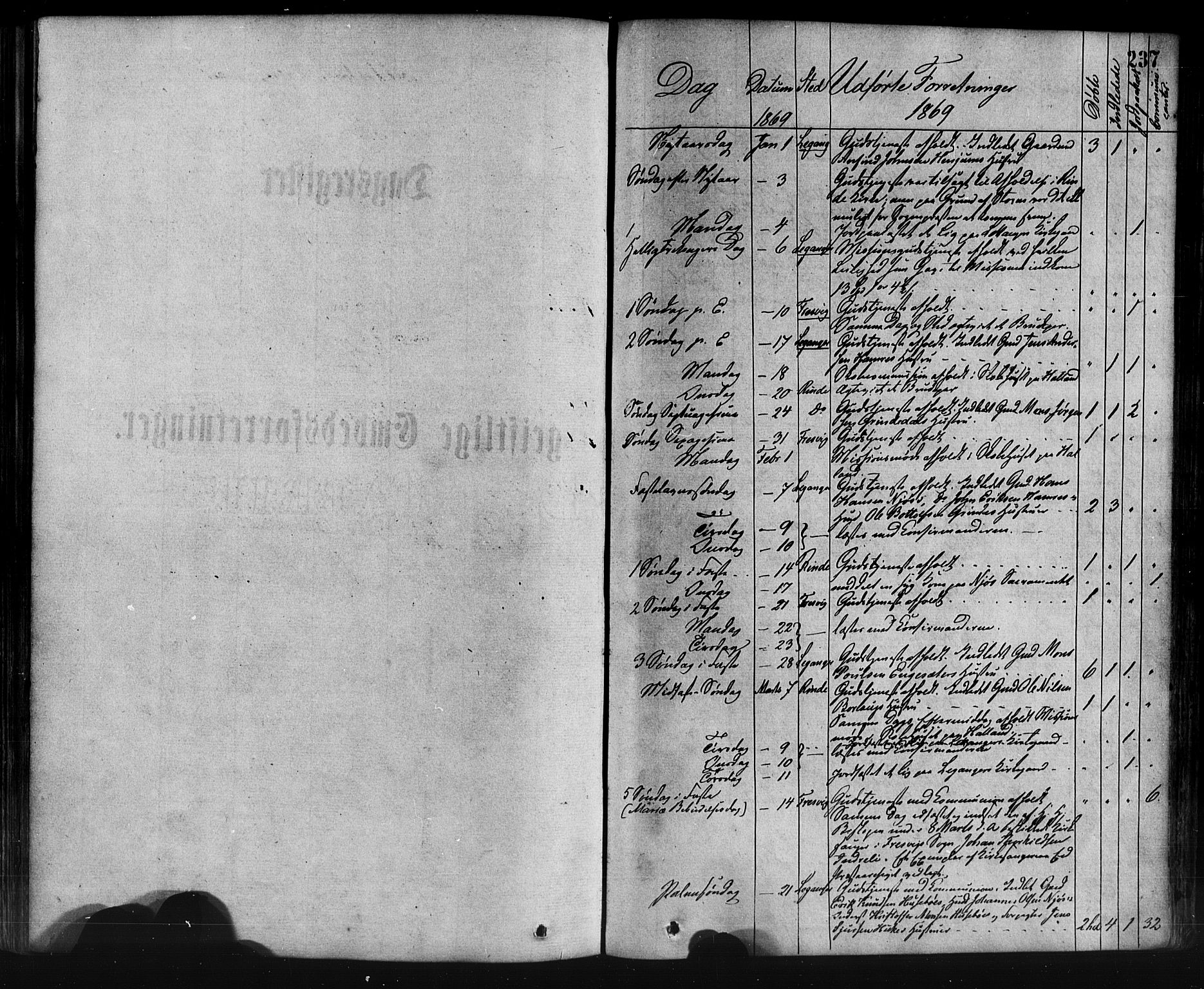 Leikanger sokneprestembete, AV/SAB-A-81001/H/Haa/Haaa/L0009: Parish register (official) no. A 9, 1869-1888, p. 237