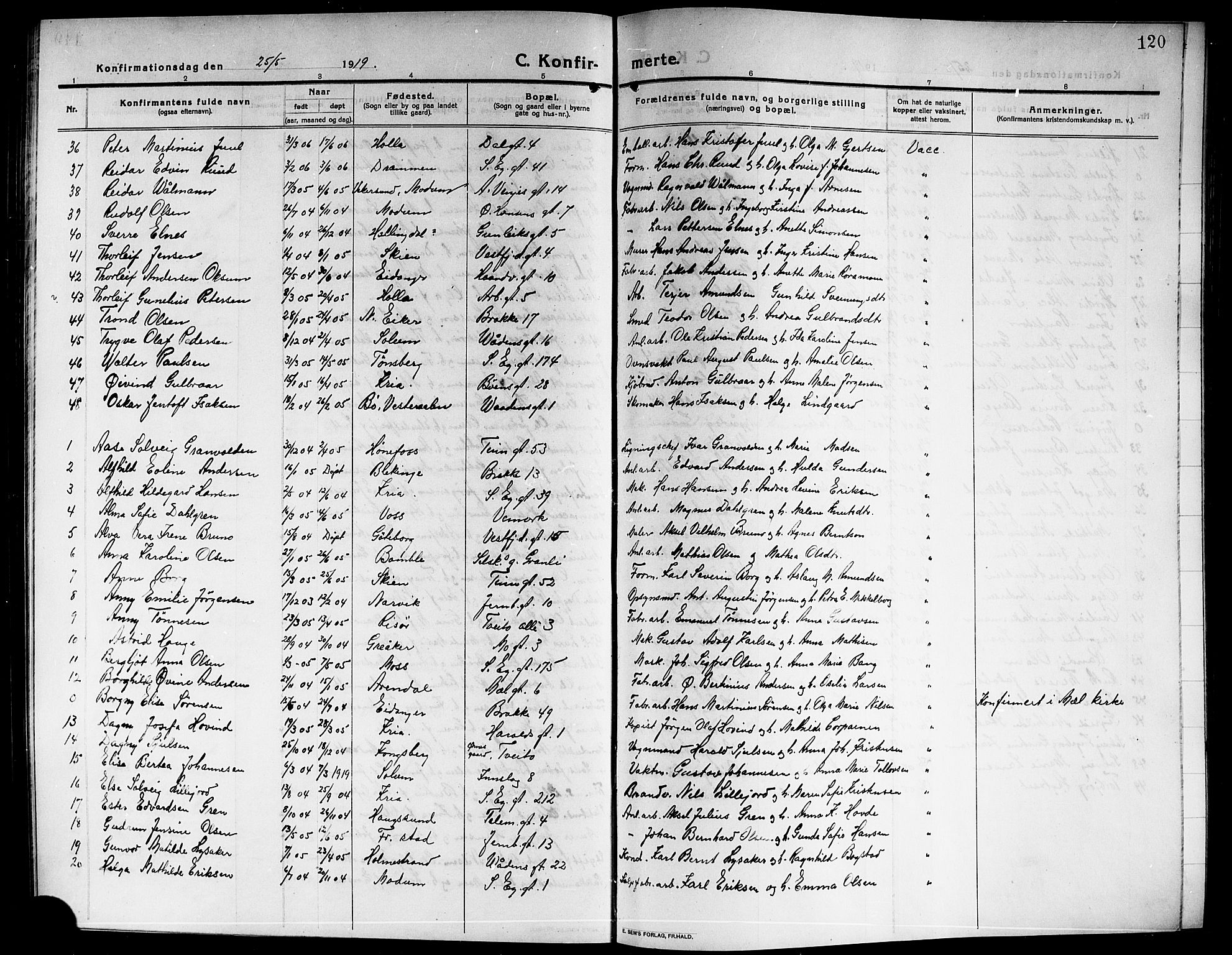 Rjukan kirkebøker, SAKO/A-294/G/Ga/L0002: Parish register (copy) no. 2, 1913-1920, p. 120