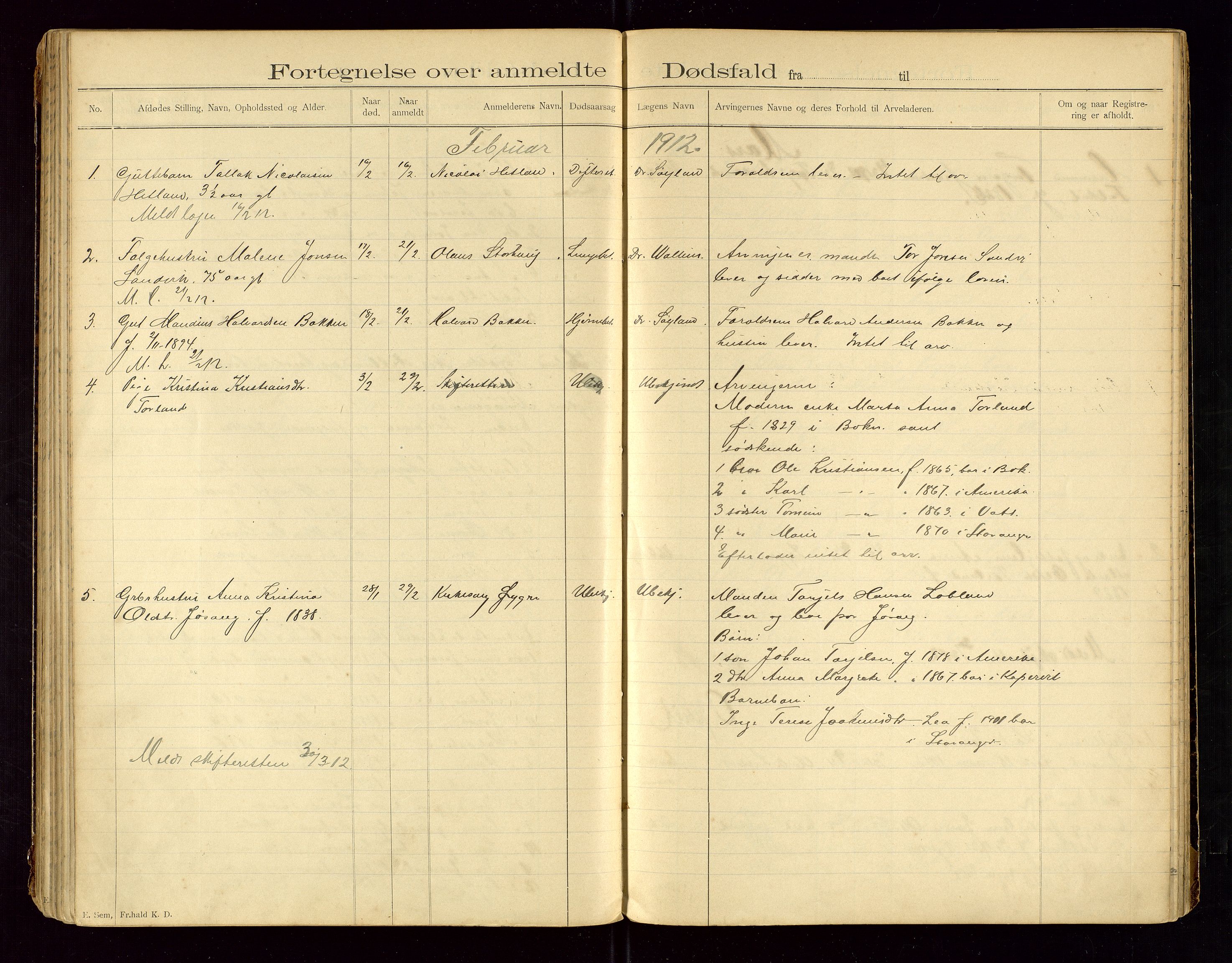 Tysvær lensmannskontor, AV/SAST-A-100192/Gga/L0002: "Dødsfalds-Protokol for Lensmanden i Tysvær Lensmandsdistrikt", 1897-1916