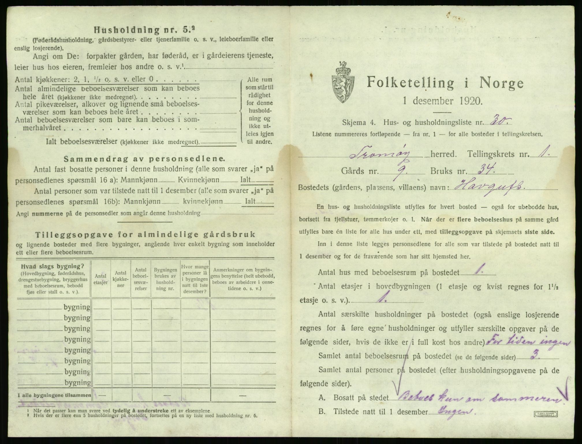 SAK, 1920 census for Tromøy, 1920, p. 95