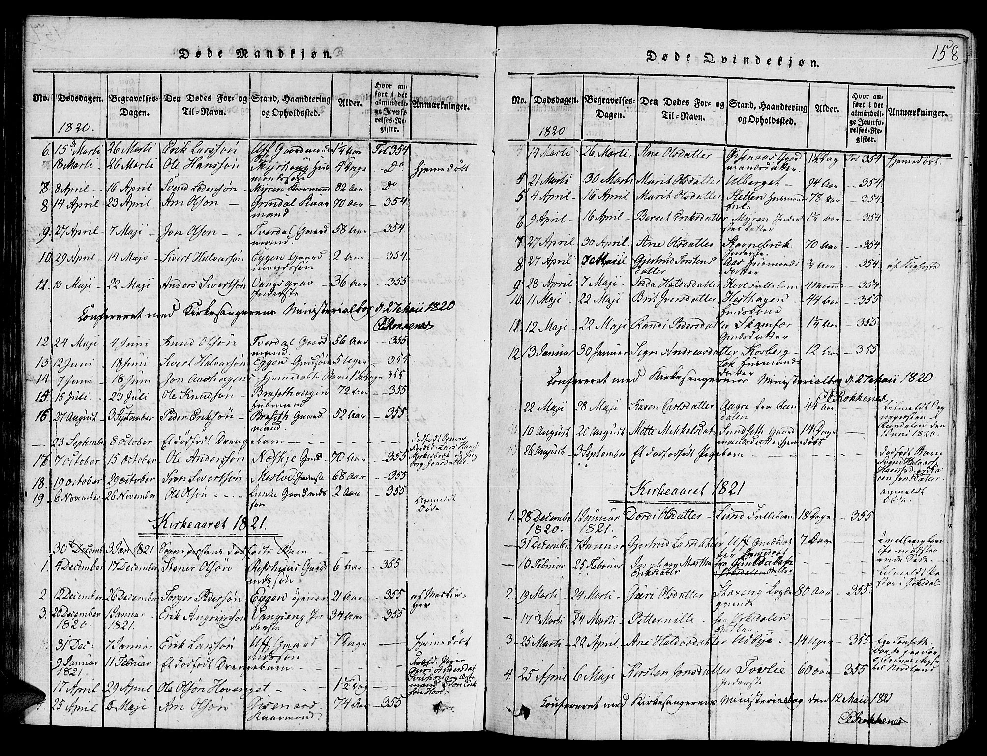Ministerialprotokoller, klokkerbøker og fødselsregistre - Sør-Trøndelag, SAT/A-1456/672/L0854: Parish register (official) no. 672A06 /2, 1816-1829, p. 158