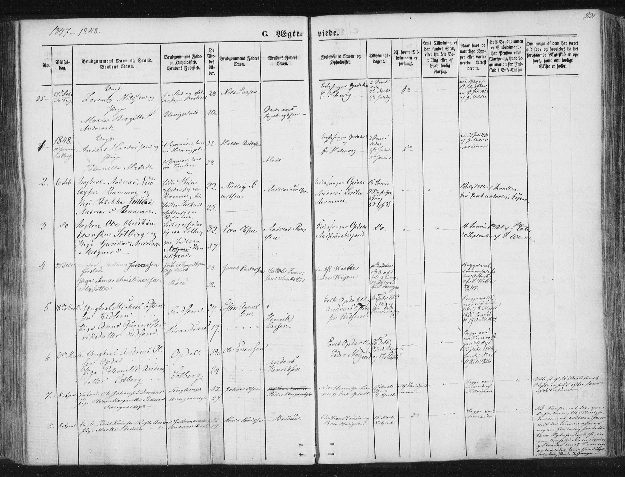 Ministerialprotokoller, klokkerbøker og fødselsregistre - Nord-Trøndelag, SAT/A-1458/741/L0392: Parish register (official) no. 741A06, 1836-1848, p. 231