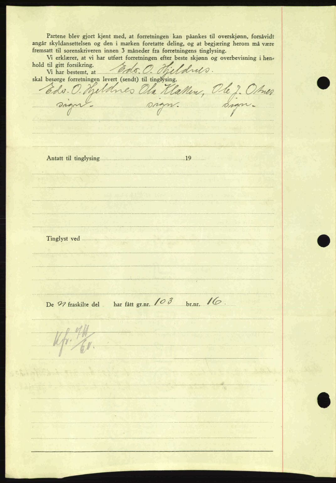 Nordmøre sorenskriveri, AV/SAT-A-4132/1/2/2Ca: Mortgage book no. A87, 1939-1940, Diary no: : 3573/1939