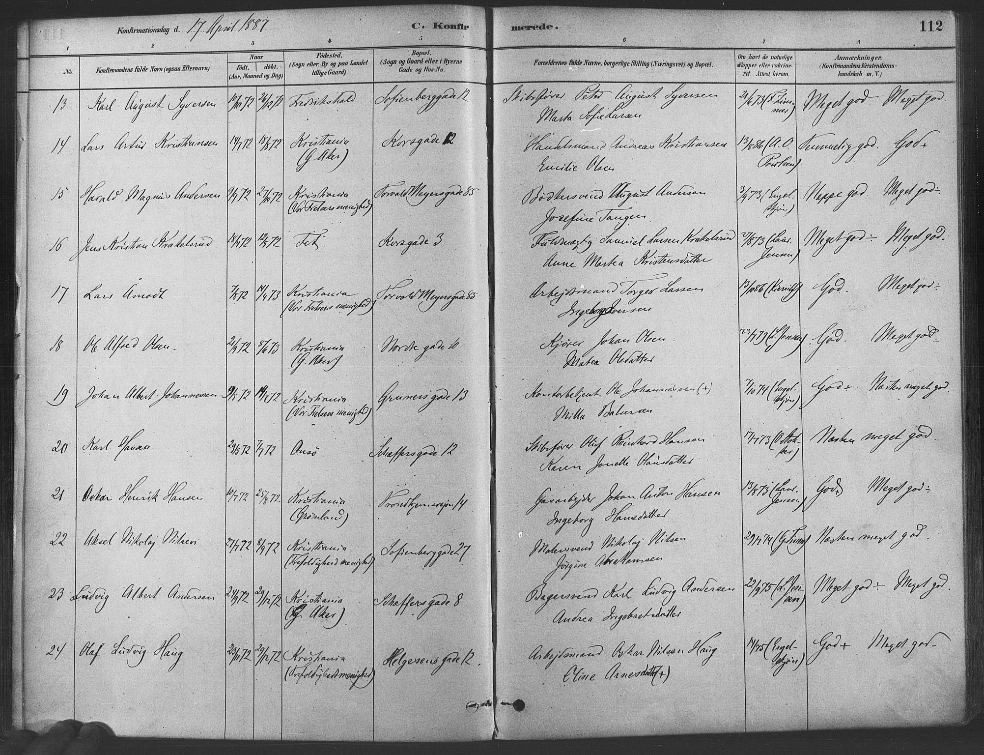 Paulus prestekontor Kirkebøker, AV/SAO-A-10871/F/Fa/L0004: Parish register (official) no. 4, 1879-1891, p. 112