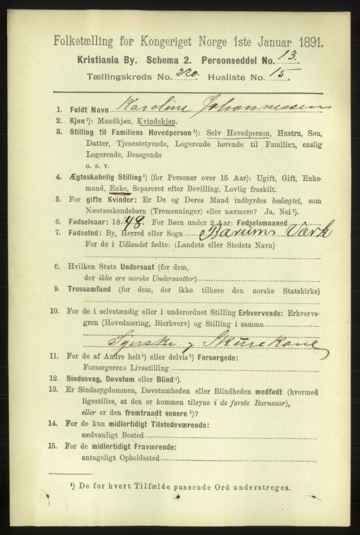 RA, 1891 census for 0301 Kristiania, 1891, p. 131411