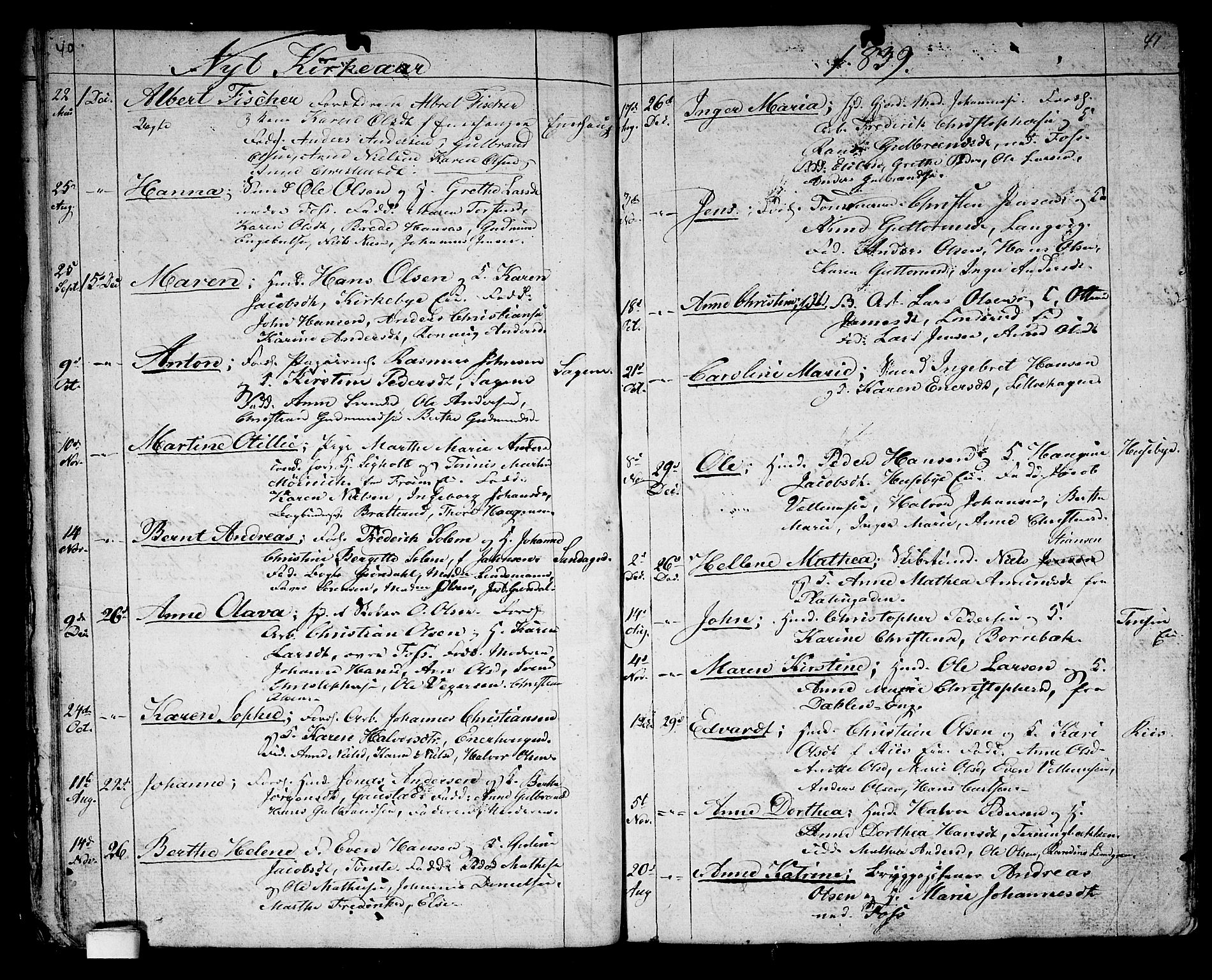 Aker prestekontor kirkebøker, SAO/A-10861/G/L0007: Parish register (copy) no. 7, 1838-1846, p. 40-41
