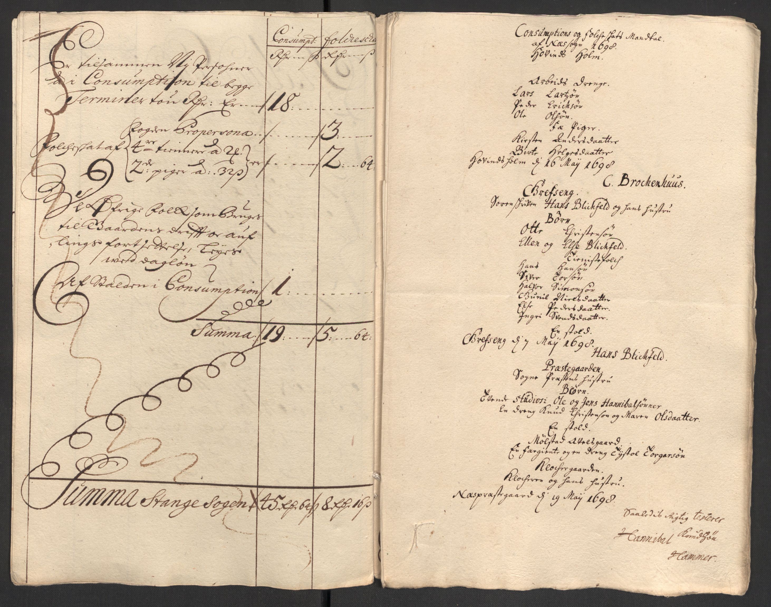 Rentekammeret inntil 1814, Reviderte regnskaper, Fogderegnskap, RA/EA-4092/R16/L1037: Fogderegnskap Hedmark, 1697-1698, p. 396