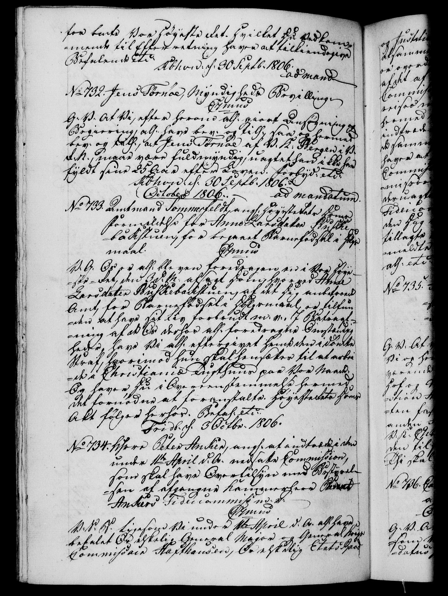 Danske Kanselli 1800-1814, AV/RA-EA-3024/H/Hf/Hfb/Hfba/L0003: Registranter, 1805-1807, p. 254b