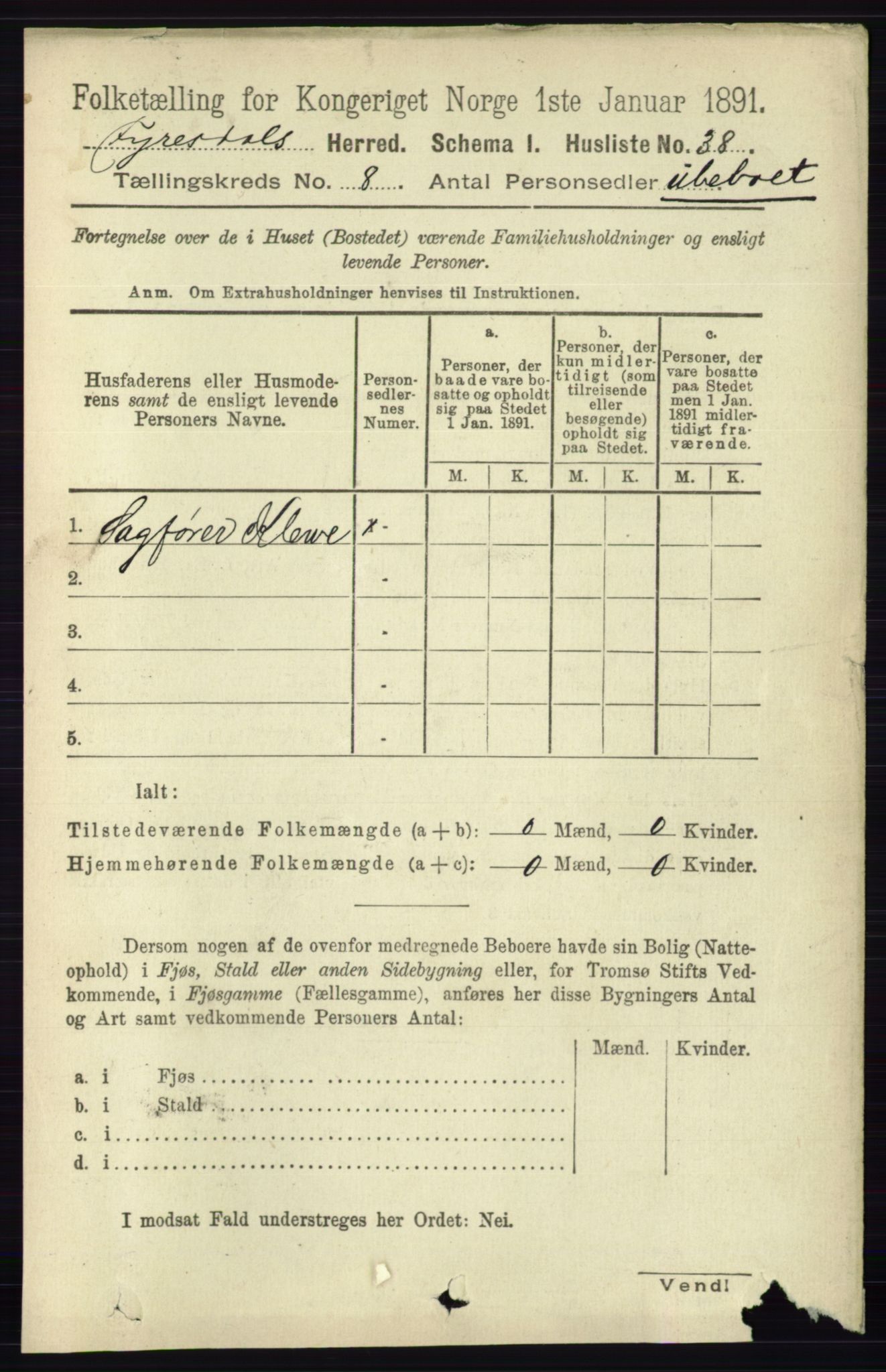 RA, 1891 census for 0831 Fyresdal, 1891, p. 2171