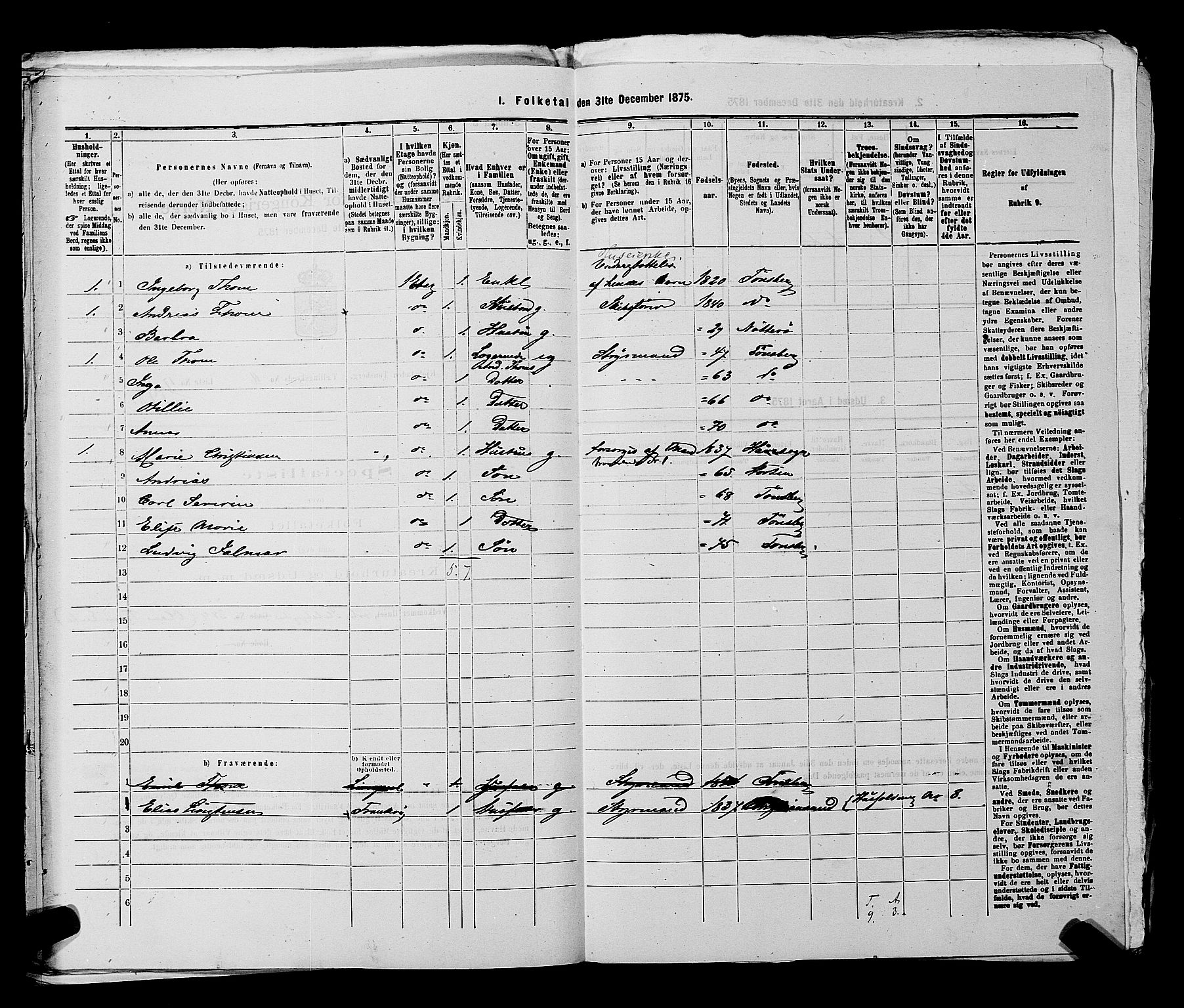 SAKO, 1875 census for 0705P Tønsberg, 1875, p. 368