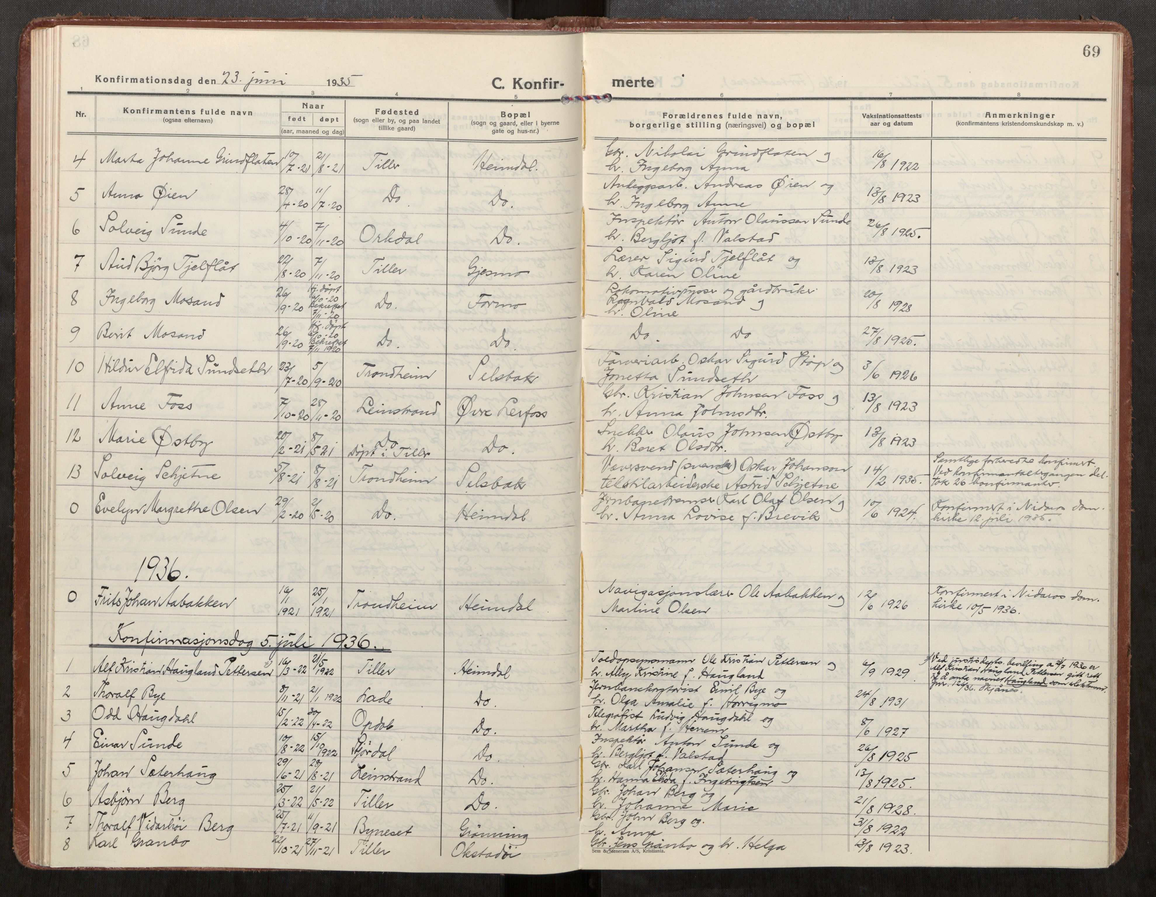 Klæbu sokneprestkontor, SAT/A-1112: Parish register (official) no. 4, 1925-1943, p. 69