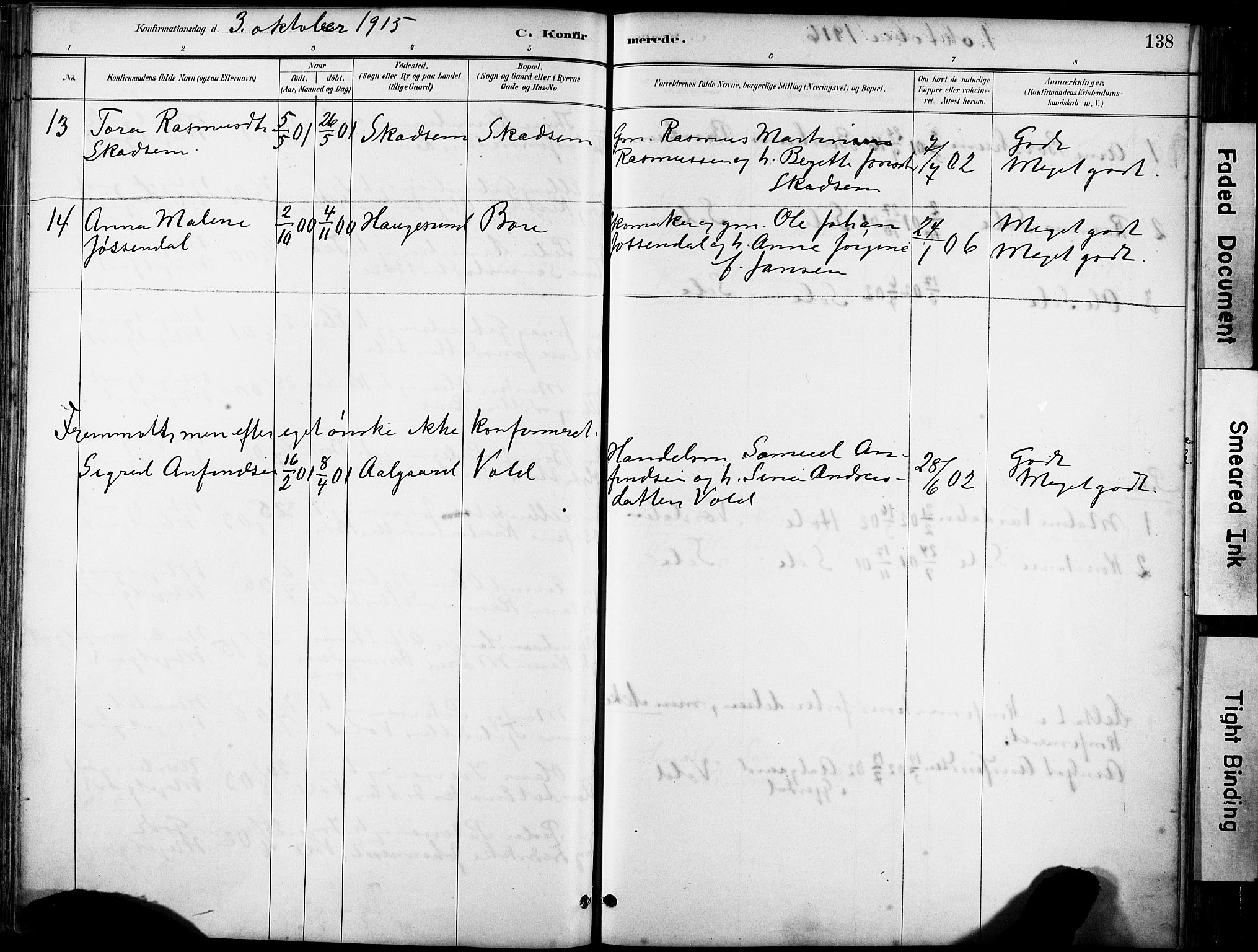 Klepp sokneprestkontor, SAST/A-101803/001/3/30BA/L0008: Parish register (official) no. A 9, 1886-1919, p. 138