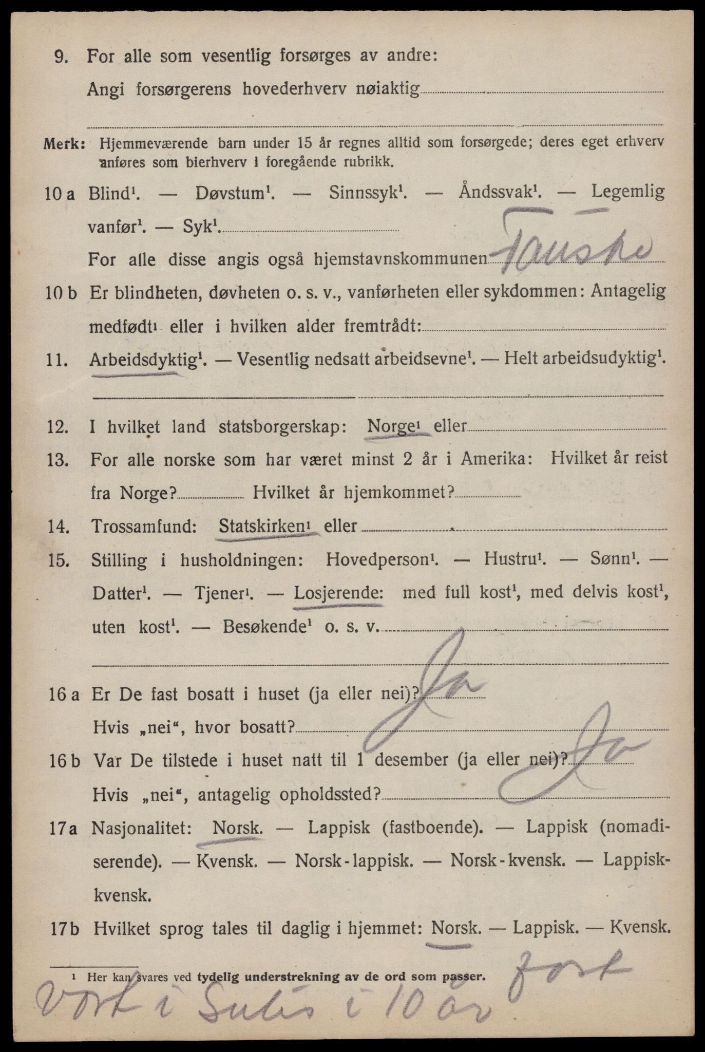 SAT, 1920 census for Fauske, 1920, p. 2897