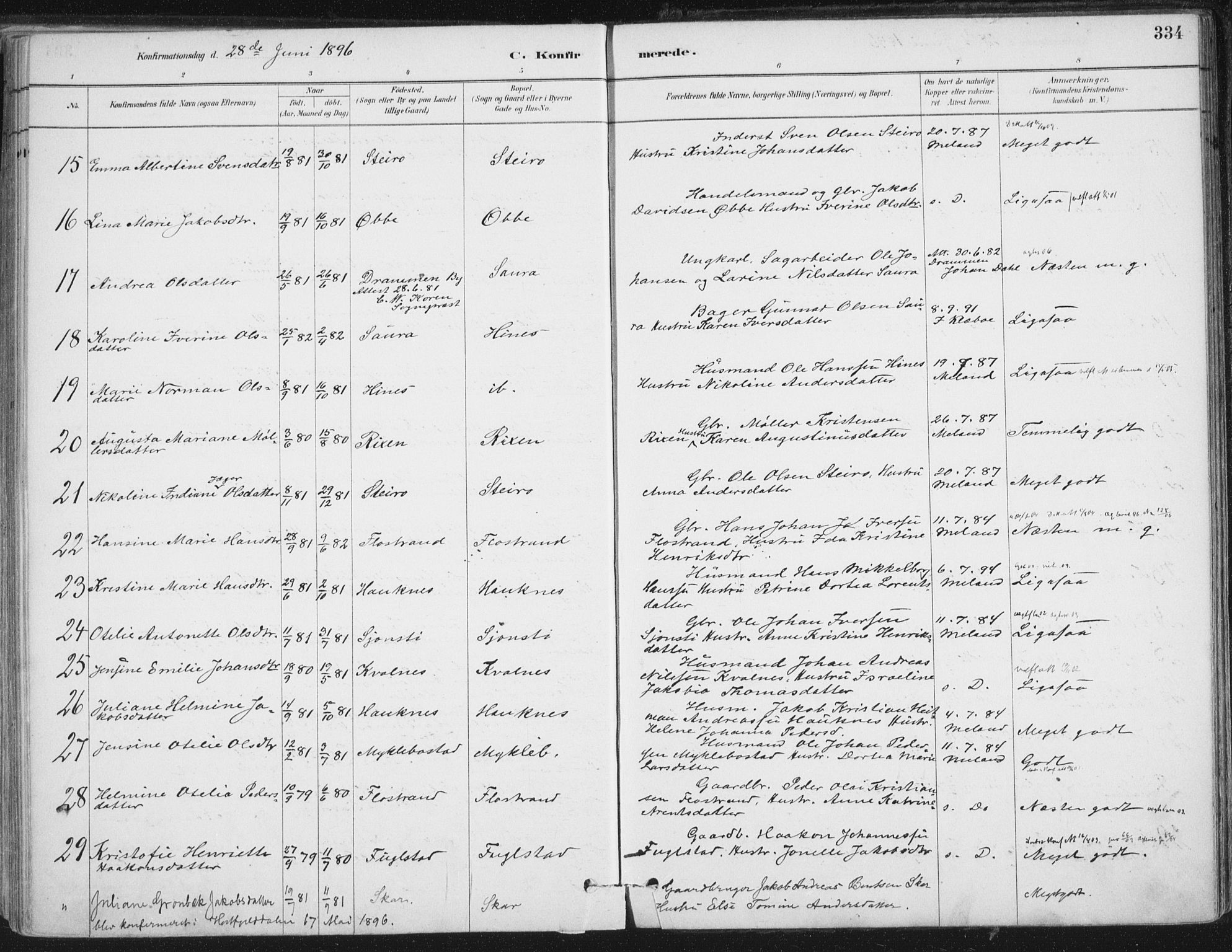 Ministerialprotokoller, klokkerbøker og fødselsregistre - Nordland, AV/SAT-A-1459/838/L0552: Parish register (official) no. 838A10, 1880-1910, p. 334