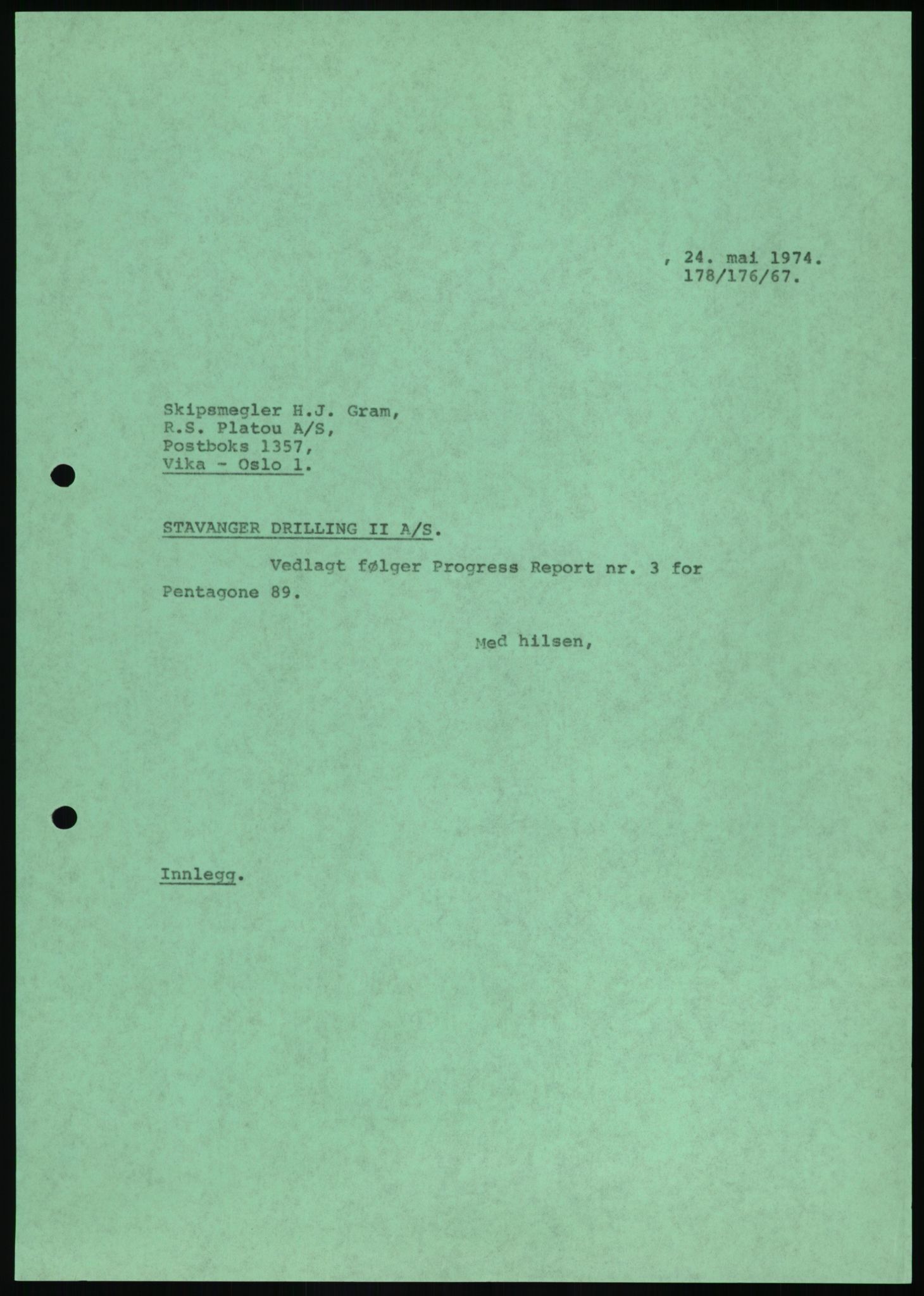 Pa 1503 - Stavanger Drilling AS, AV/SAST-A-101906/A/Ab/Abc/L0006: Styrekorrespondanse Stavanger Drilling II A/S, 1974-1977, p. 310