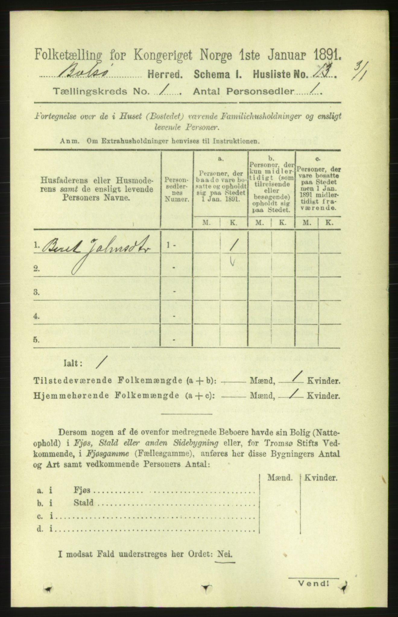 RA, 1891 census for 1544 Bolsøy, 1891, p. 44