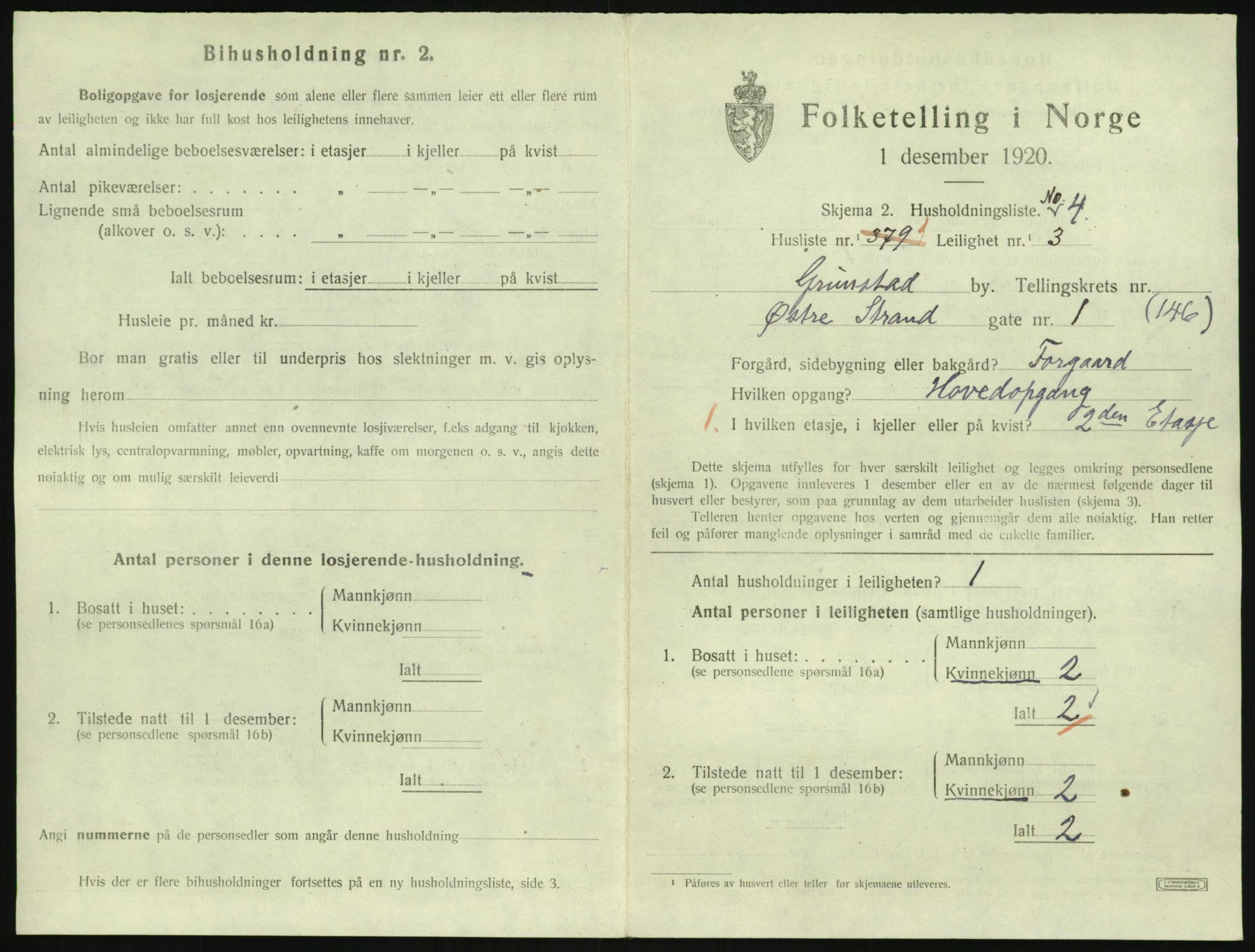 SAK, 1920 census for Grimstad, 1920, p. 1267