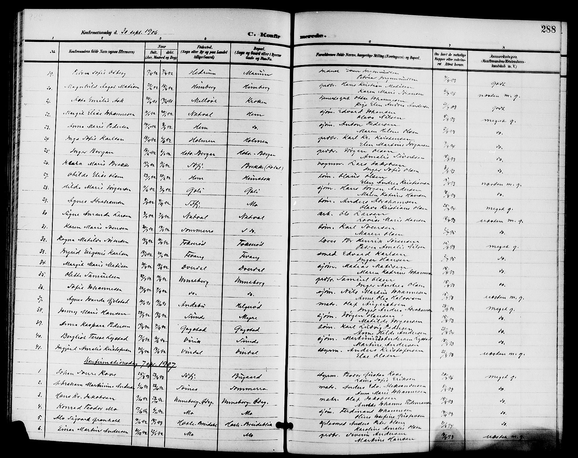 Sandar kirkebøker, SAKO/A-243/G/Ga/L0002: Parish register (copy) no. 2, 1900-1915, p. 288