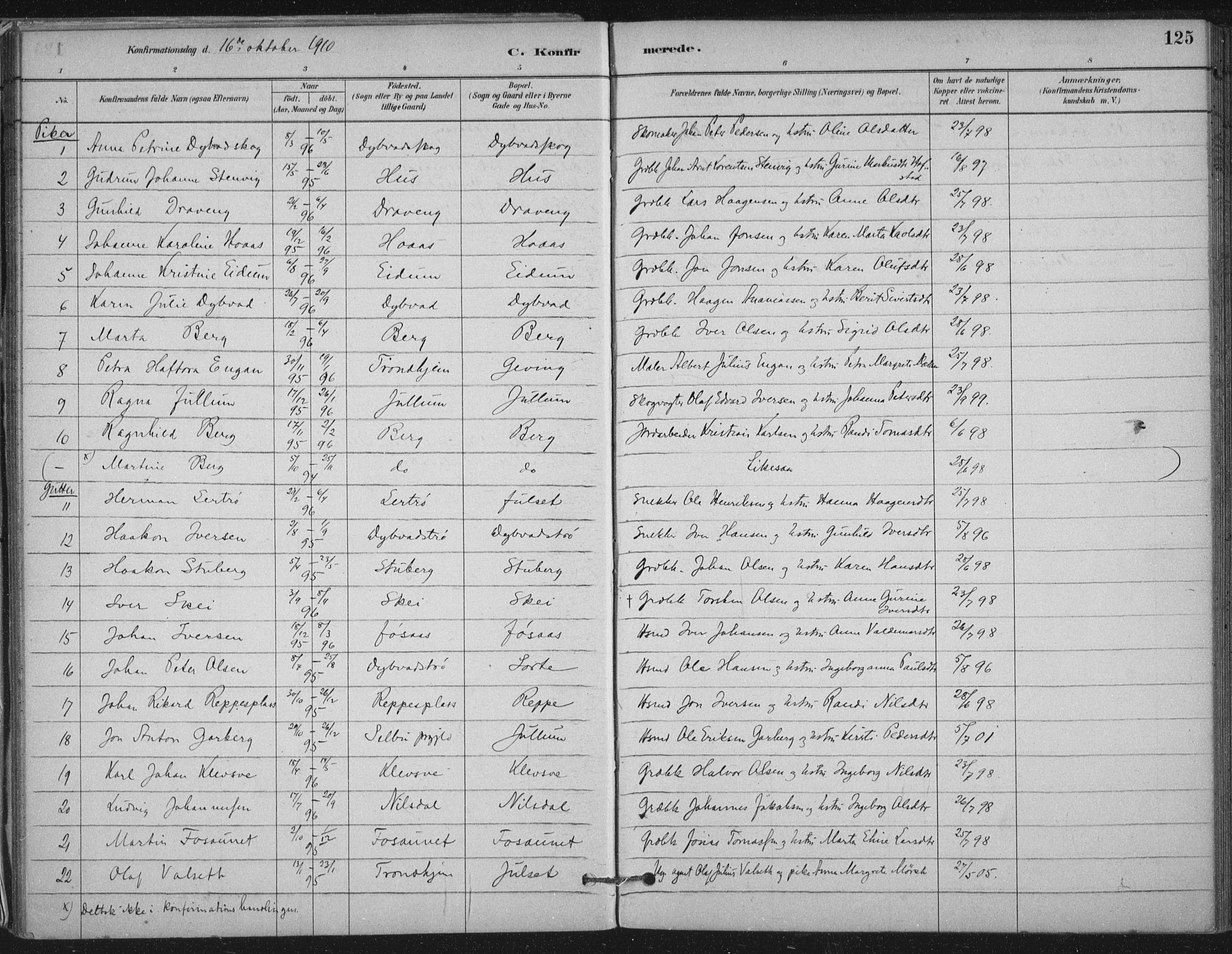 Ministerialprotokoller, klokkerbøker og fødselsregistre - Nord-Trøndelag, SAT/A-1458/710/L0095: Parish register (official) no. 710A01, 1880-1914, p. 125