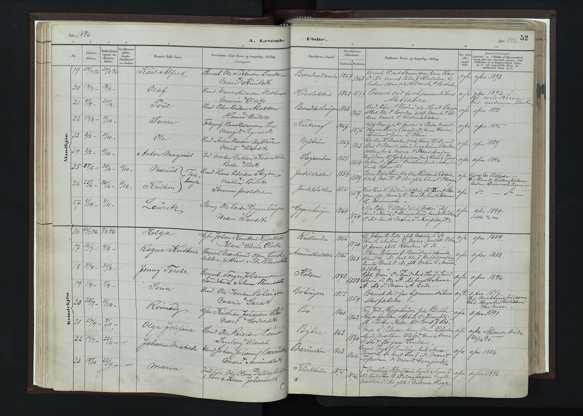 Nord-Fron prestekontor, SAH/PREST-080/H/Ha/Haa/L0004: Parish register (official) no. 4, 1884-1914, p. 52